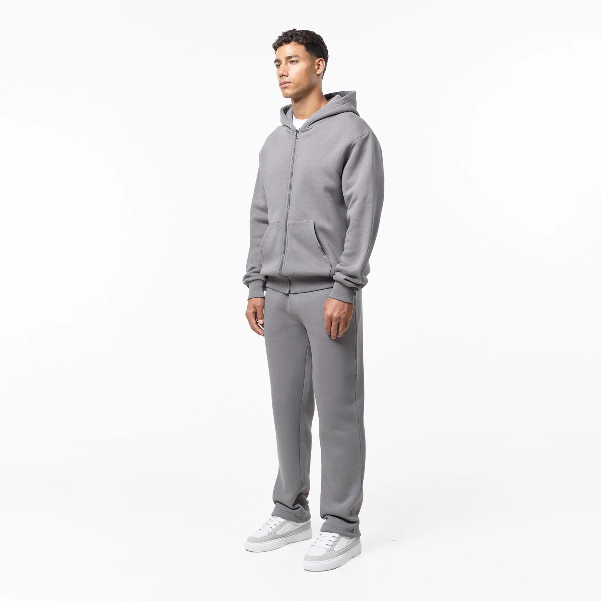 Relaxed Full Zip Hoodie | Mid Grey - Image 2
