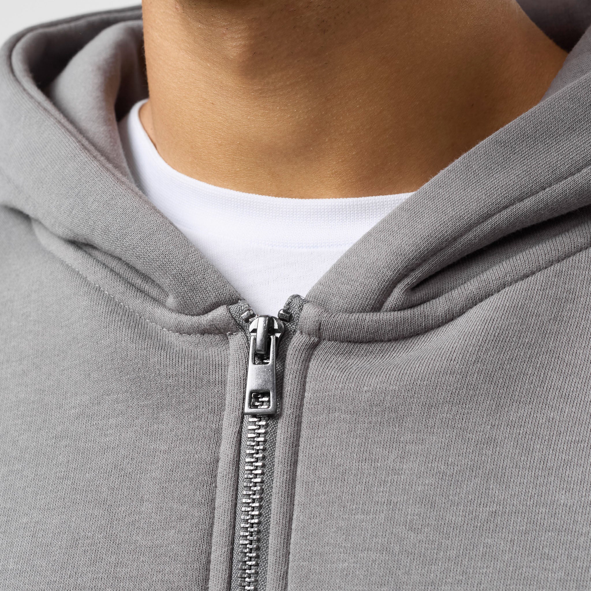 Relaxed Full Zip Hoodie | Mid Grey - Image 5