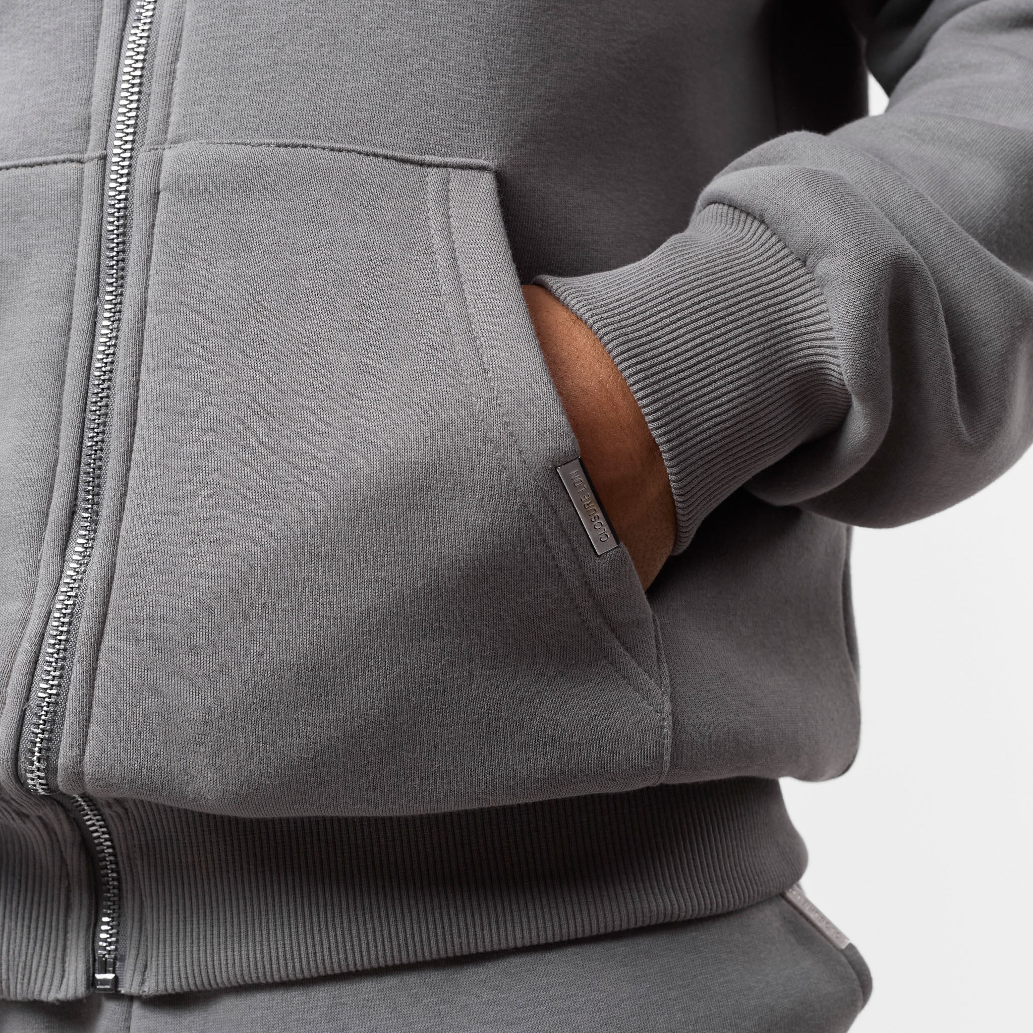 Relaxed Full Zip Hoodie | Mid Grey - Image 6