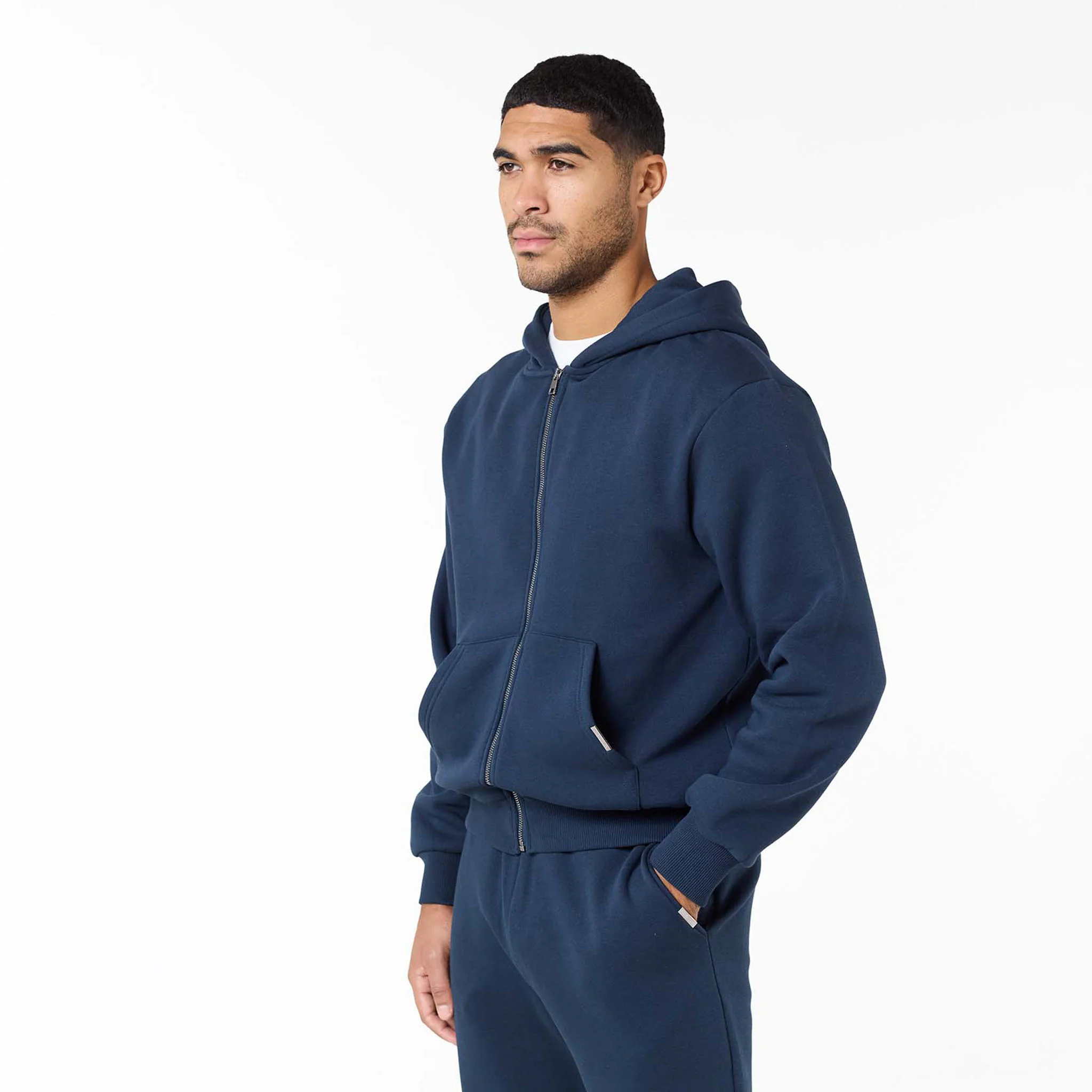 Relaxed Full Zip Hoodie | Navy - Image 6