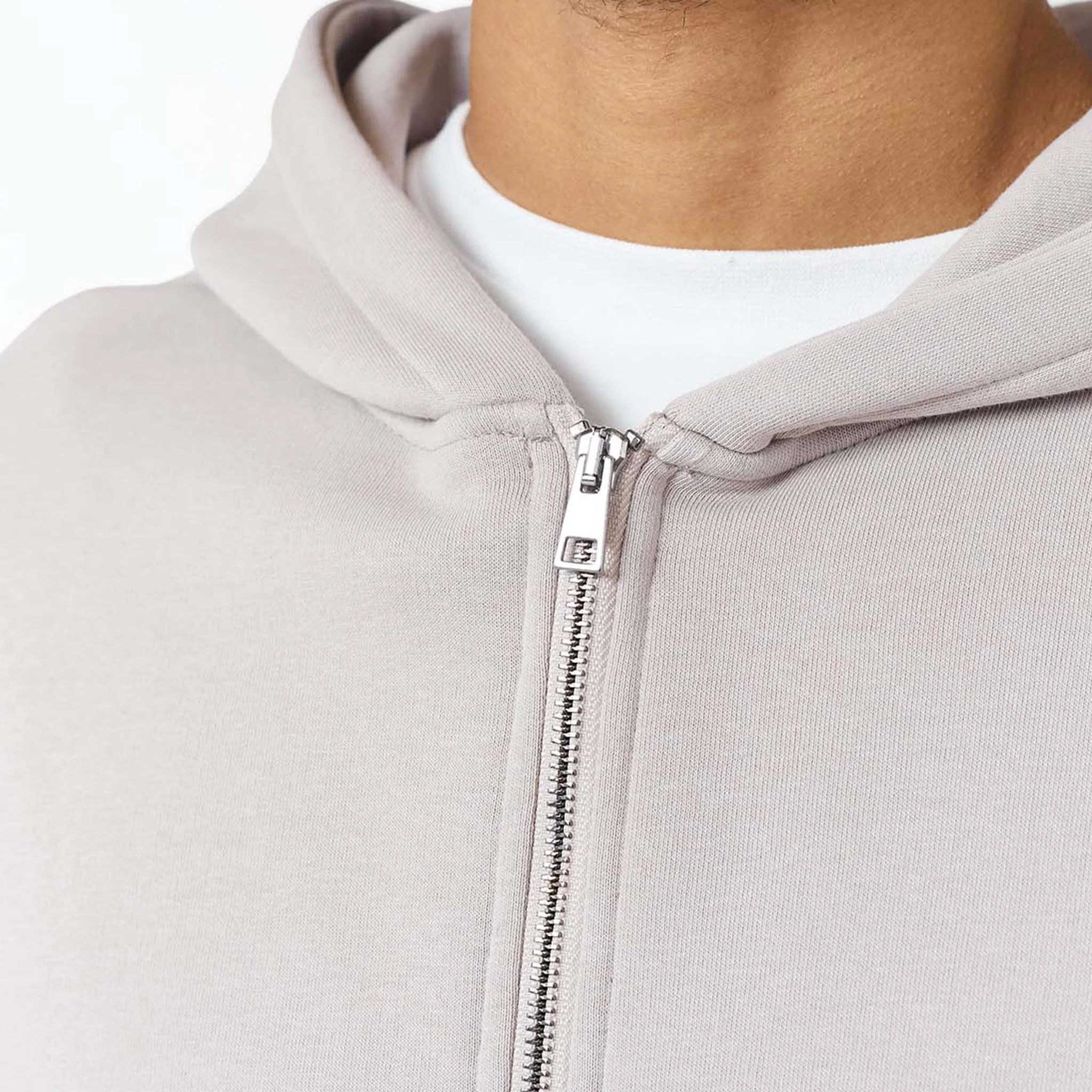 Relaxed Full Zip Hoodie | Stone - Image 3