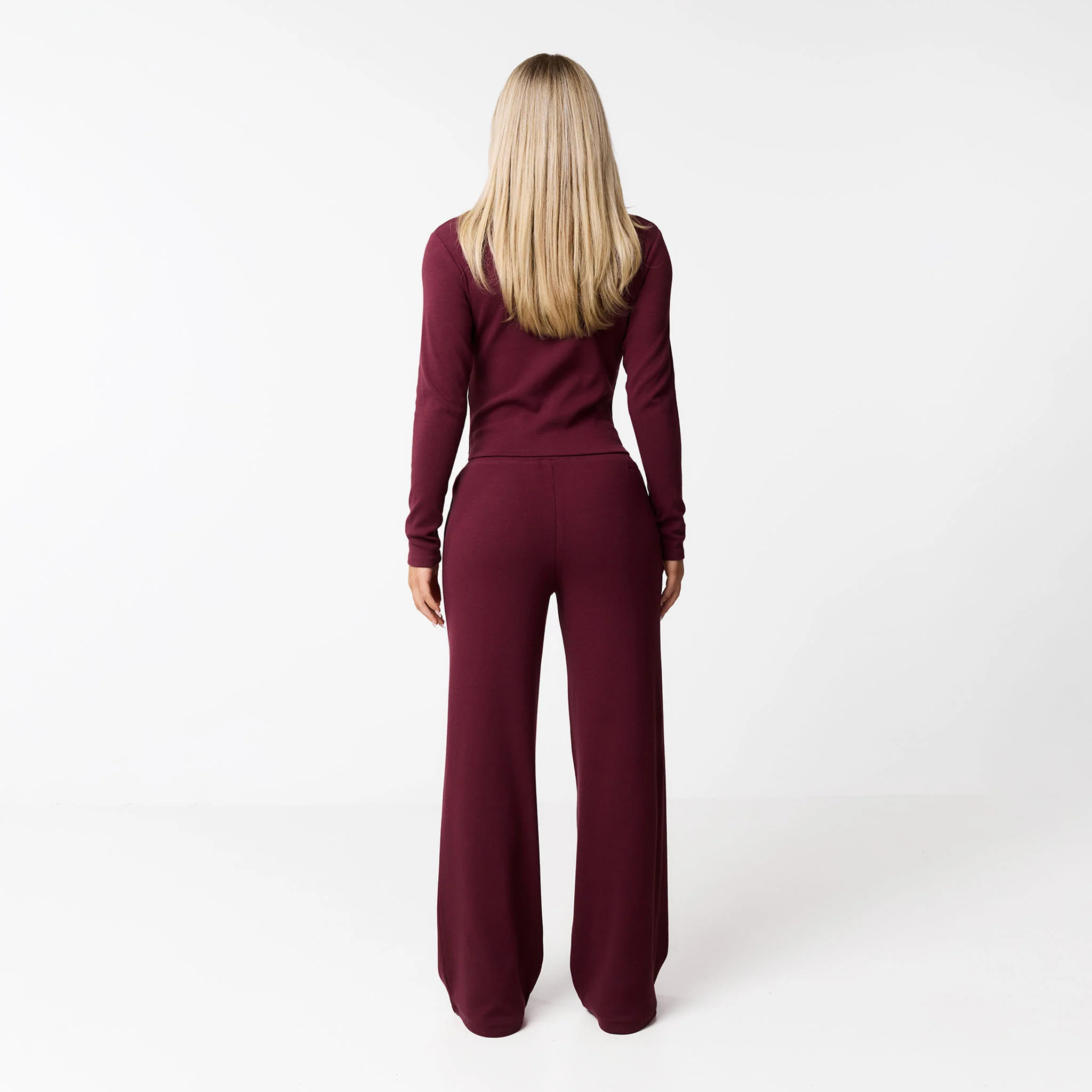Ribbed Button Up Top | Burgundy - Image 7