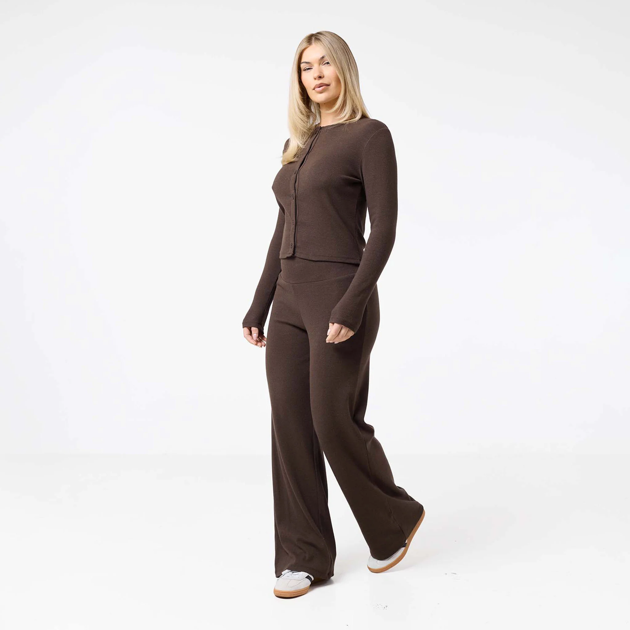 Ribbed Button Up Top | Coffee - Image 2