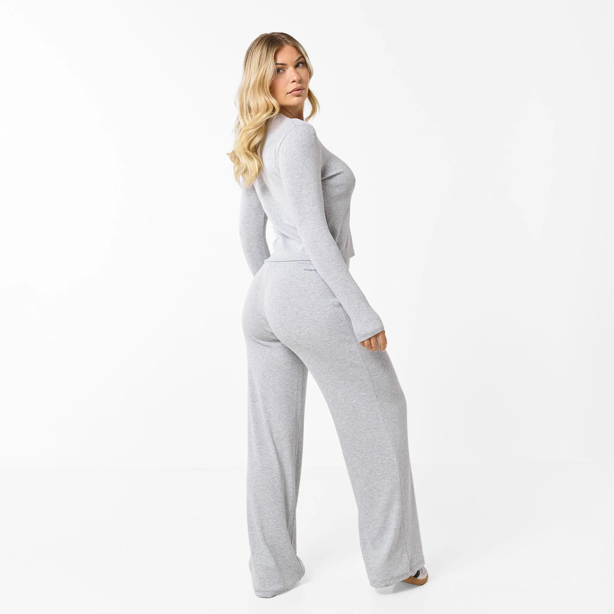 Ribbed Button Up Top | Grey Marl - Image 6