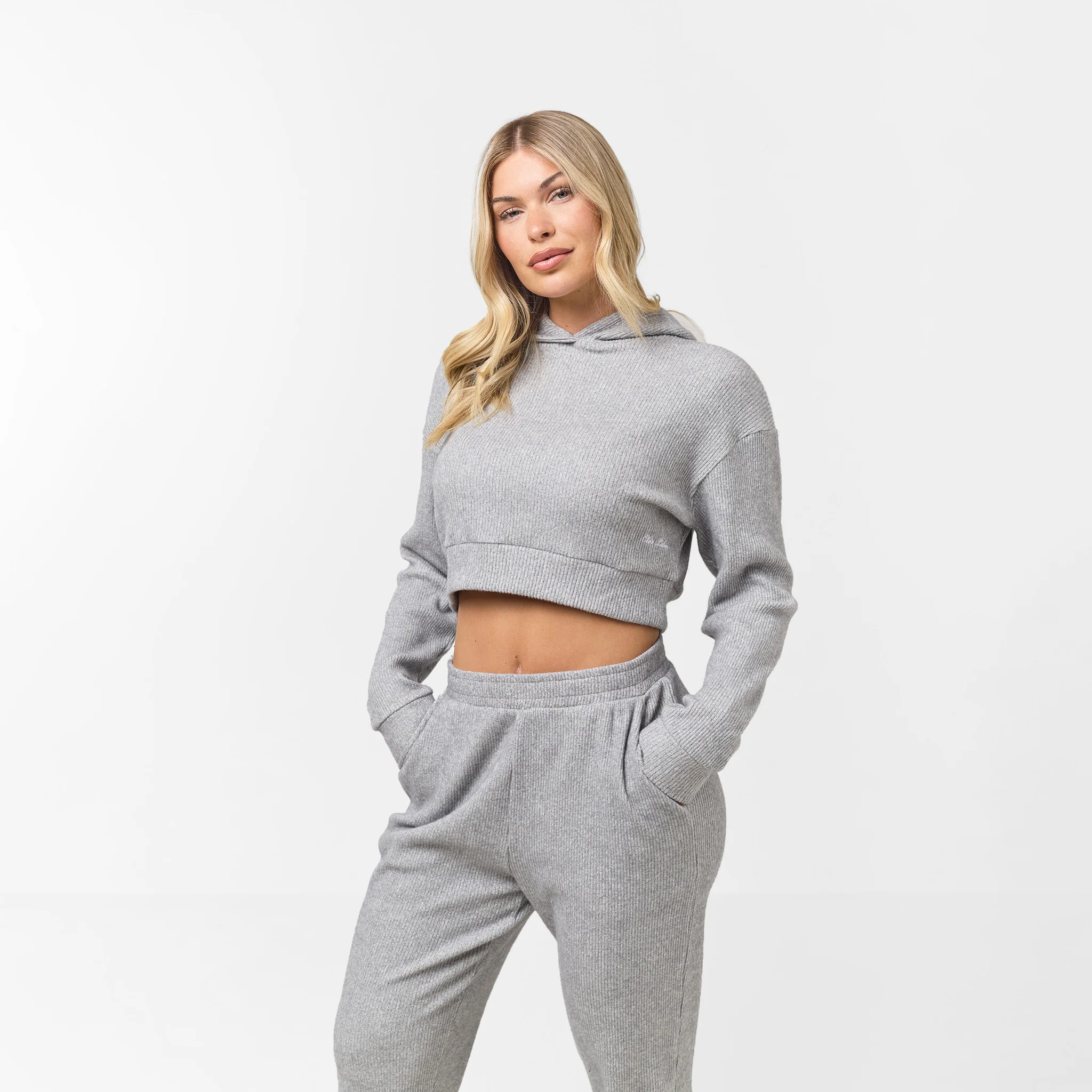 Ribbed Knitted Tracksuit | Grey Marl - Image 3