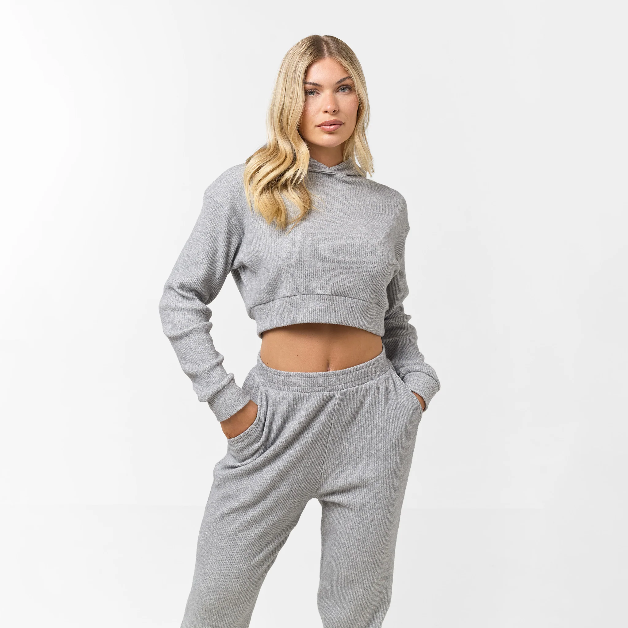 Ribbed Knitted Tracksuit | Grey Marl - Image 4