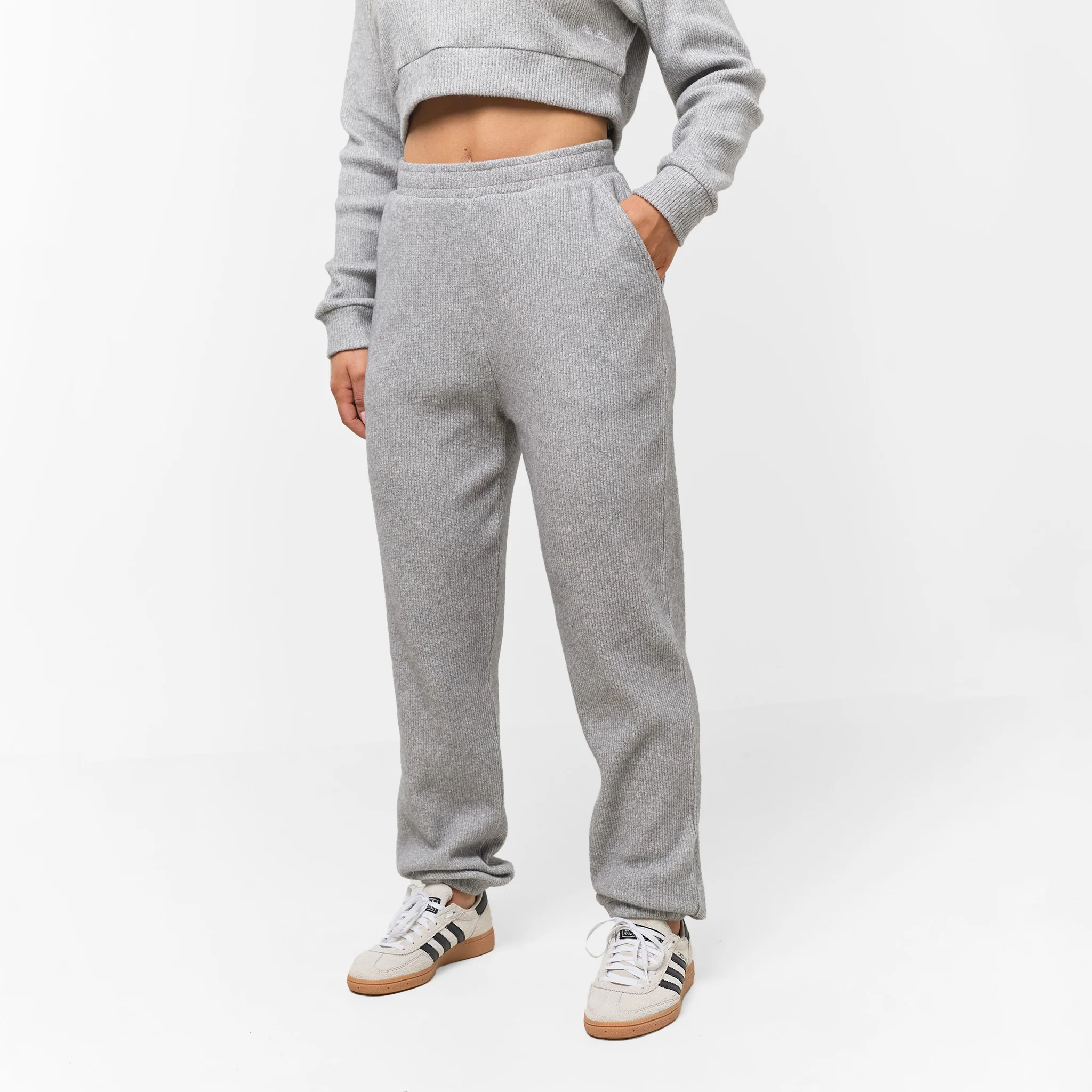 Ribbed Knitted Tracksuit | Grey Marl - Image 5