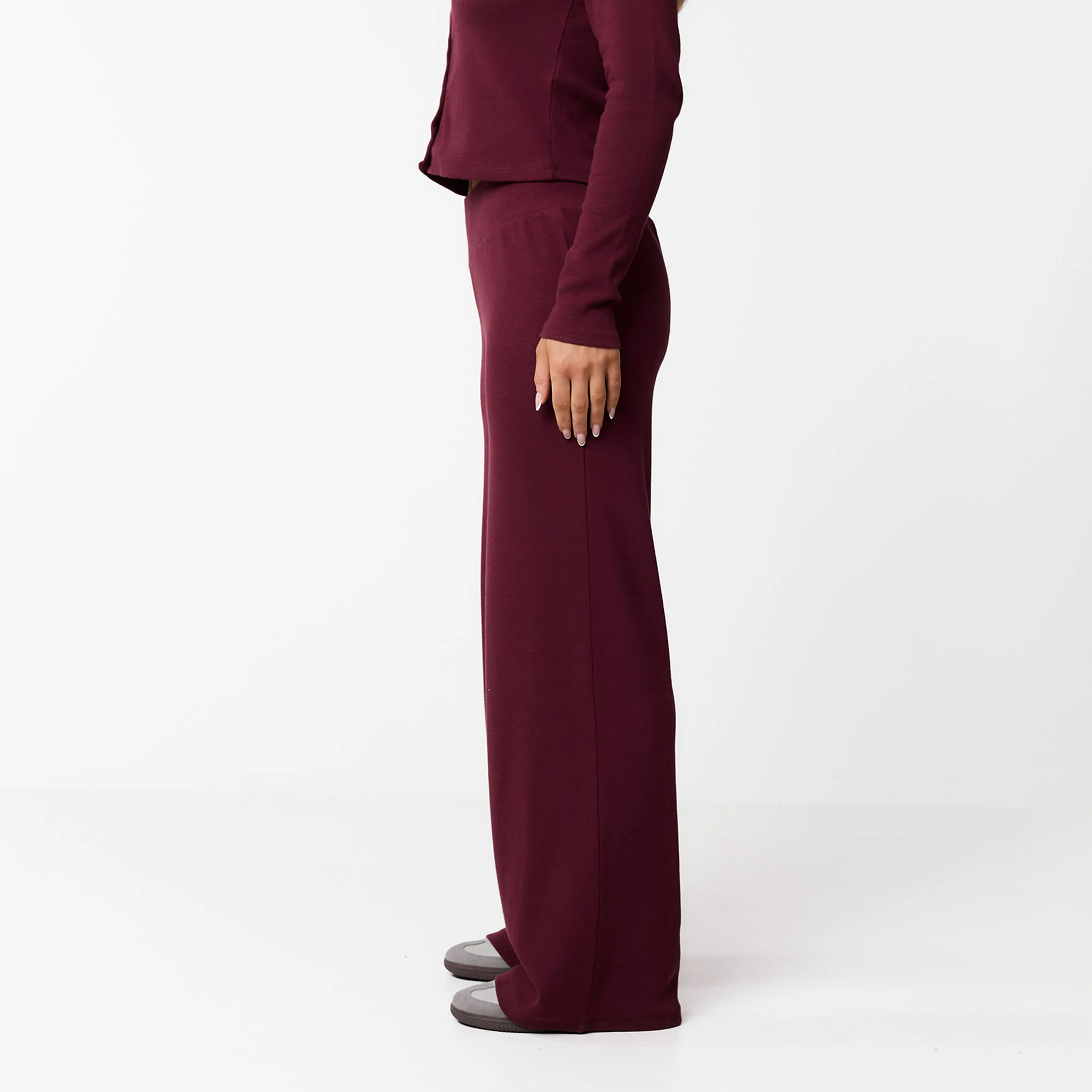 Ribbed Open Hem Set | Burgundy - Image 7