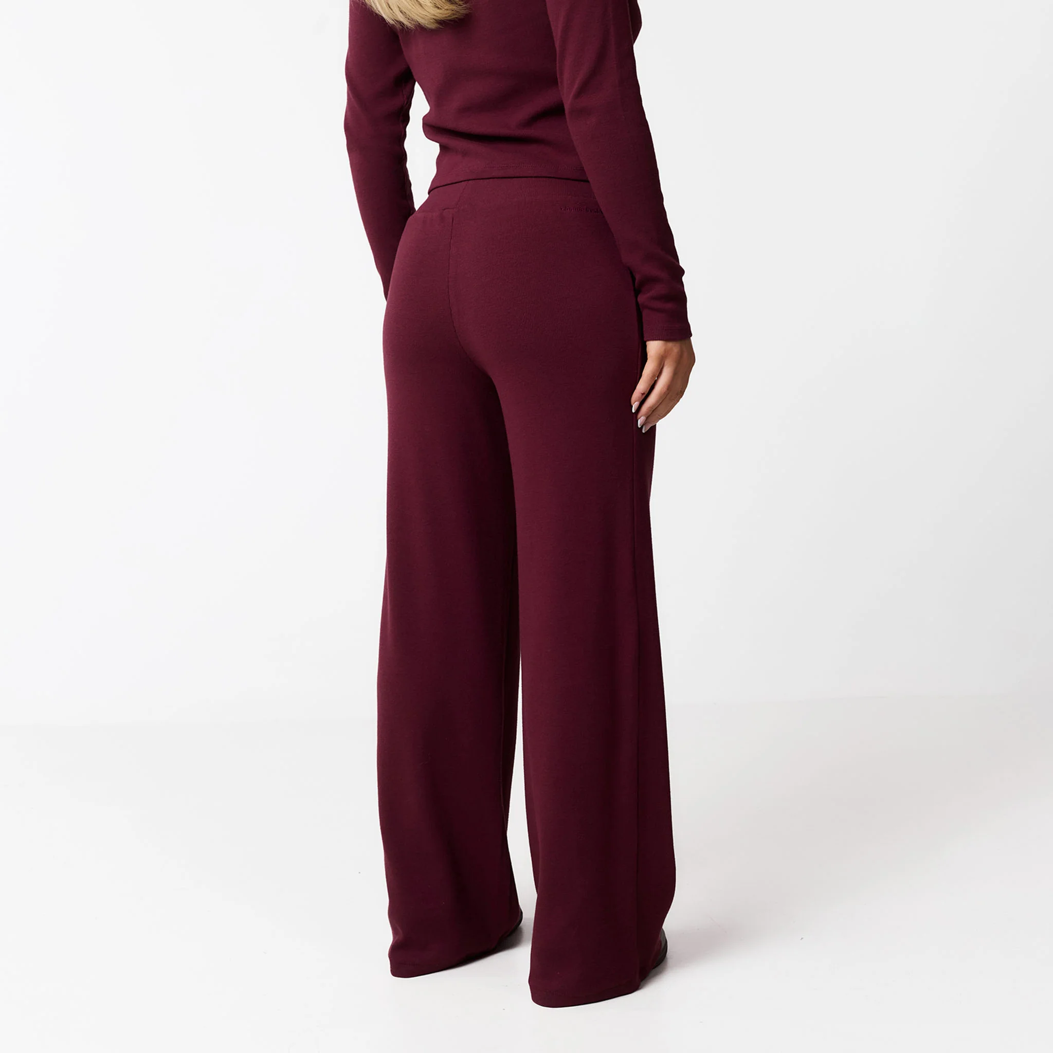 Ribbed Open Hem Set | Burgundy - Image 9