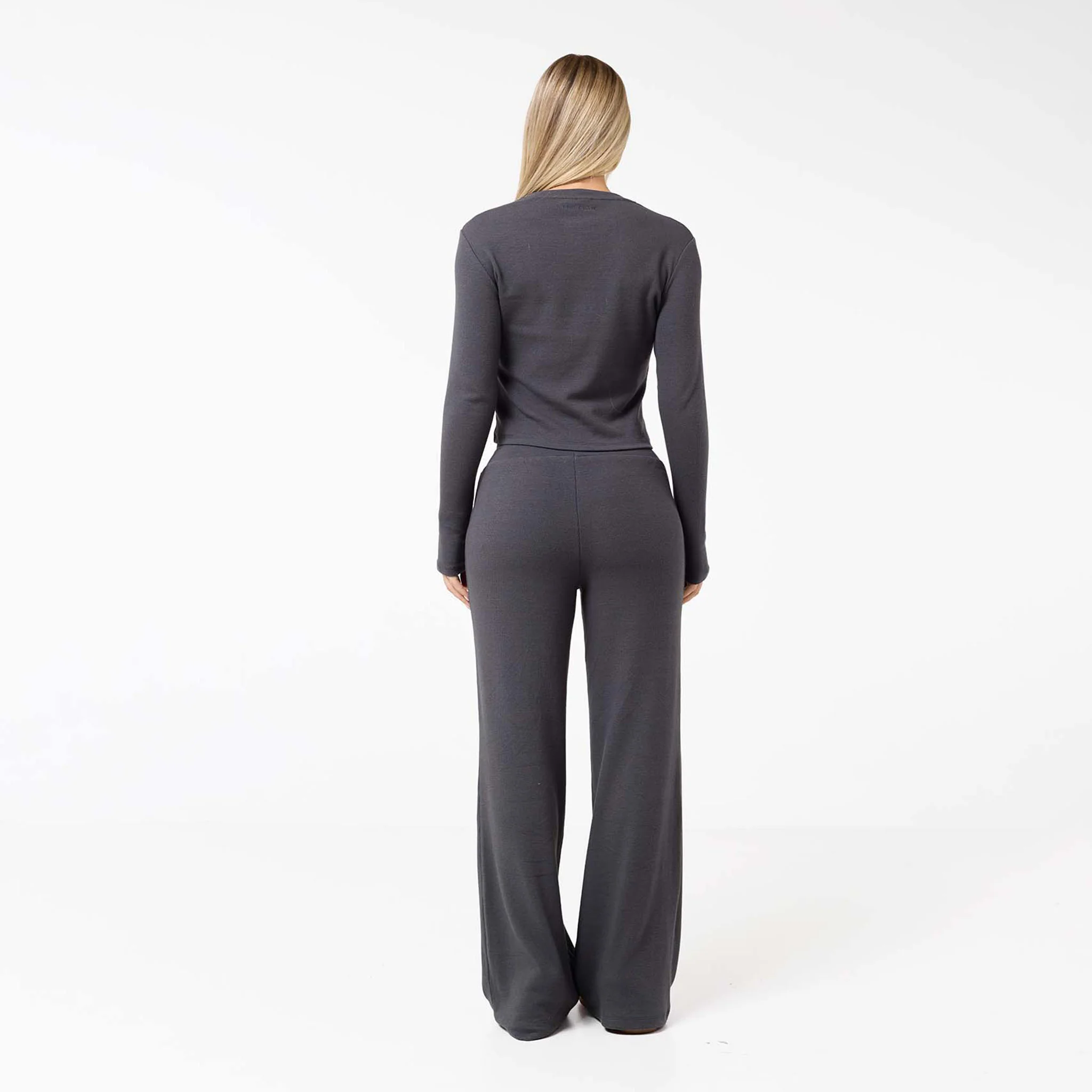 Ribbed Open Hem Set | Charcoal - Image 8