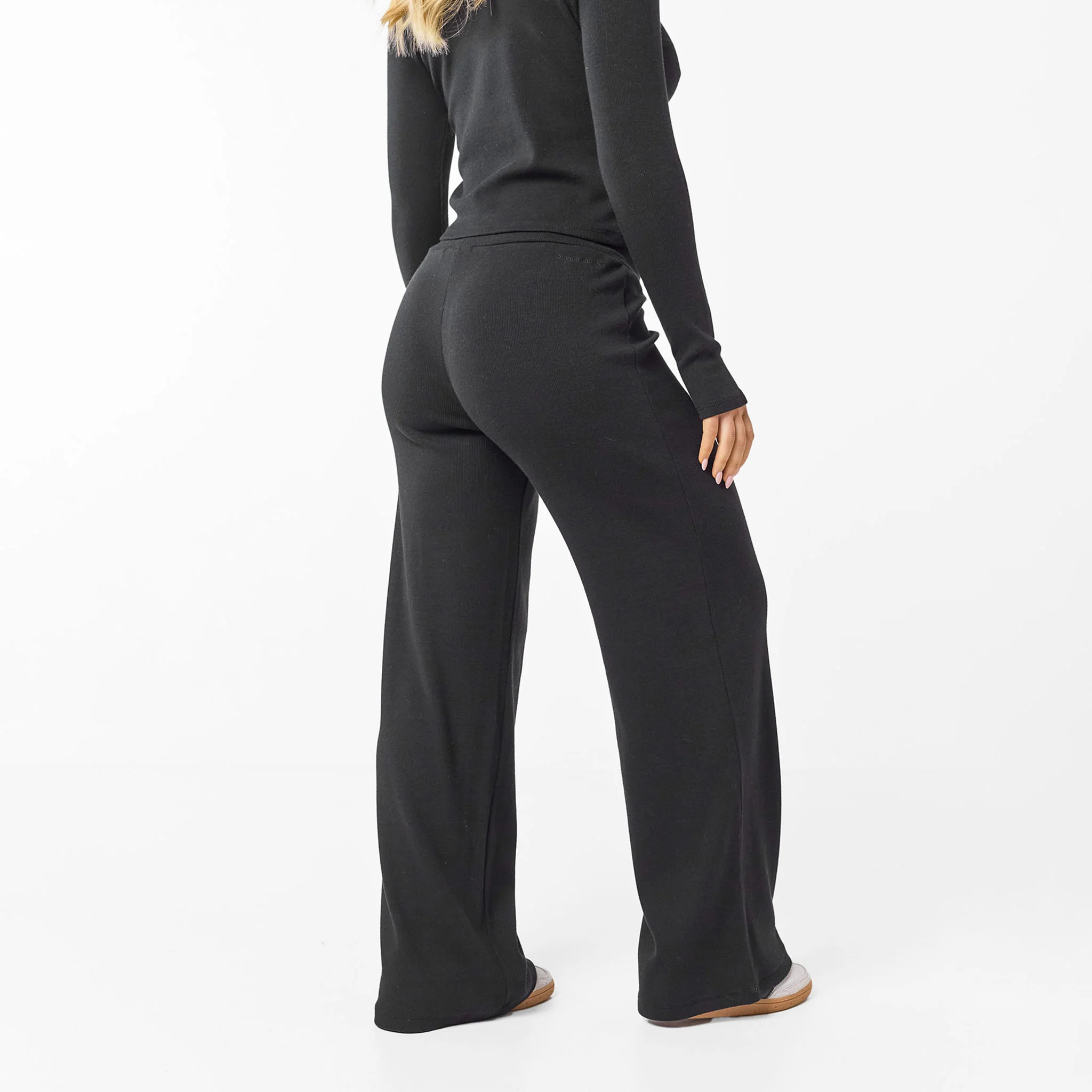 Ribbed Open Hem Set | Black - Image 11