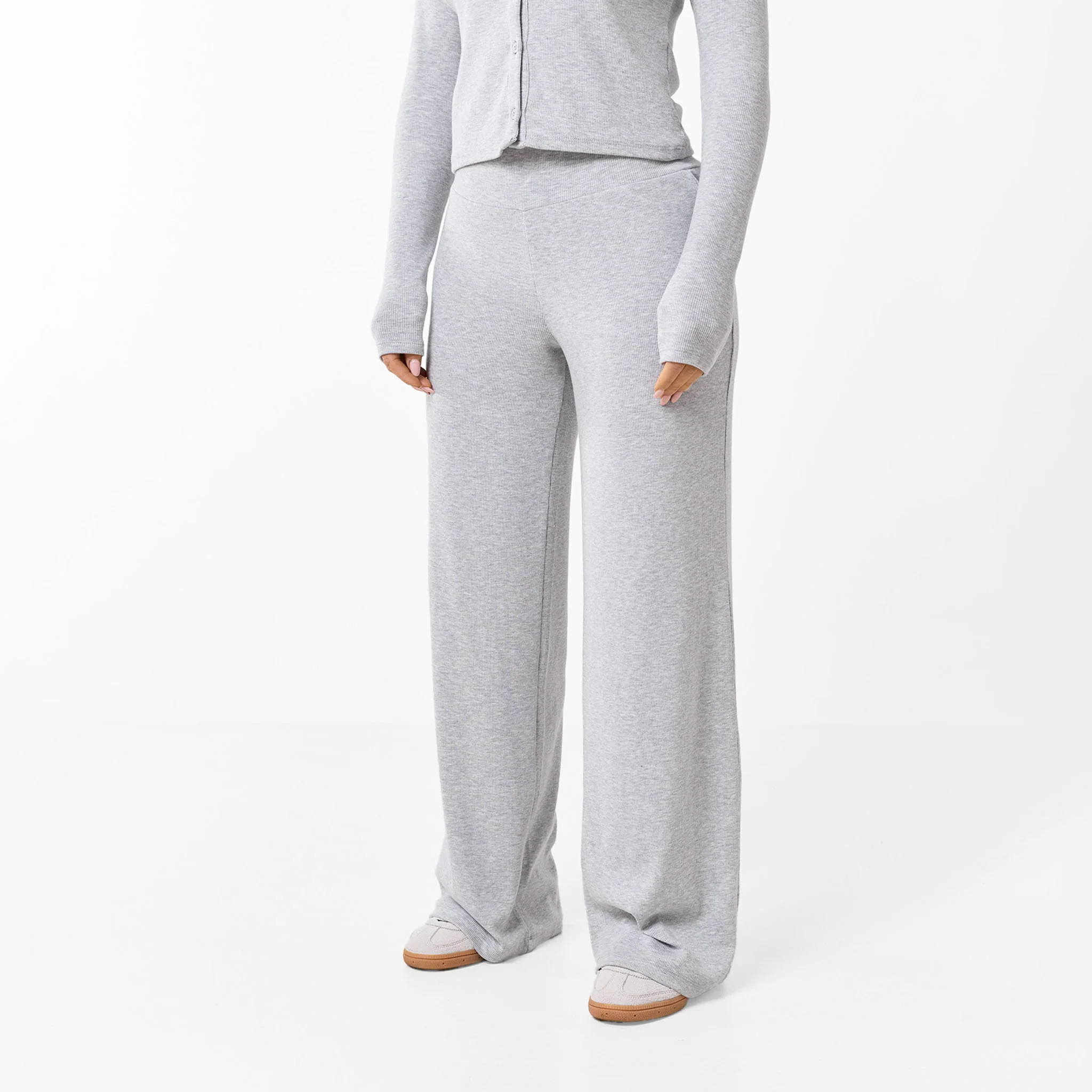 Ribbed Open Hem Set | Grey Marl - Image 6