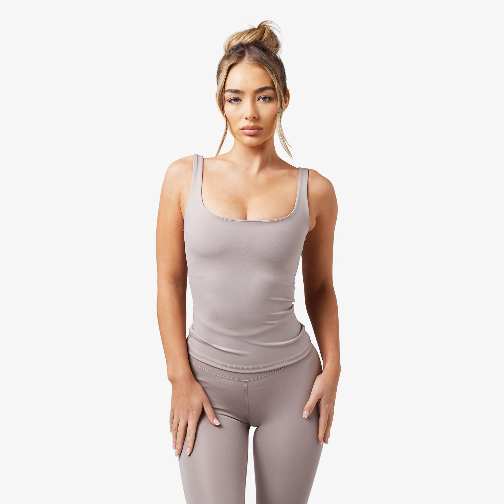 Second Skin Square Neck Vest | Taupe - Image 3