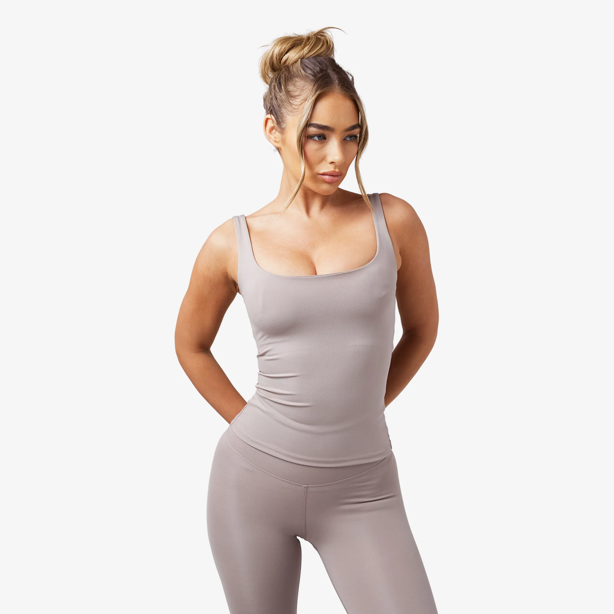 Second Skin Square Neck Vest | Taupe - Image 9