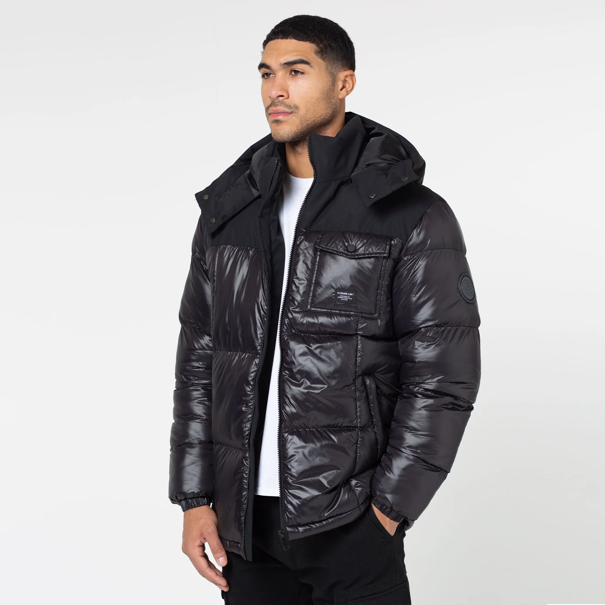 Pocket Puffer Jacket | Black Shine - Image 3