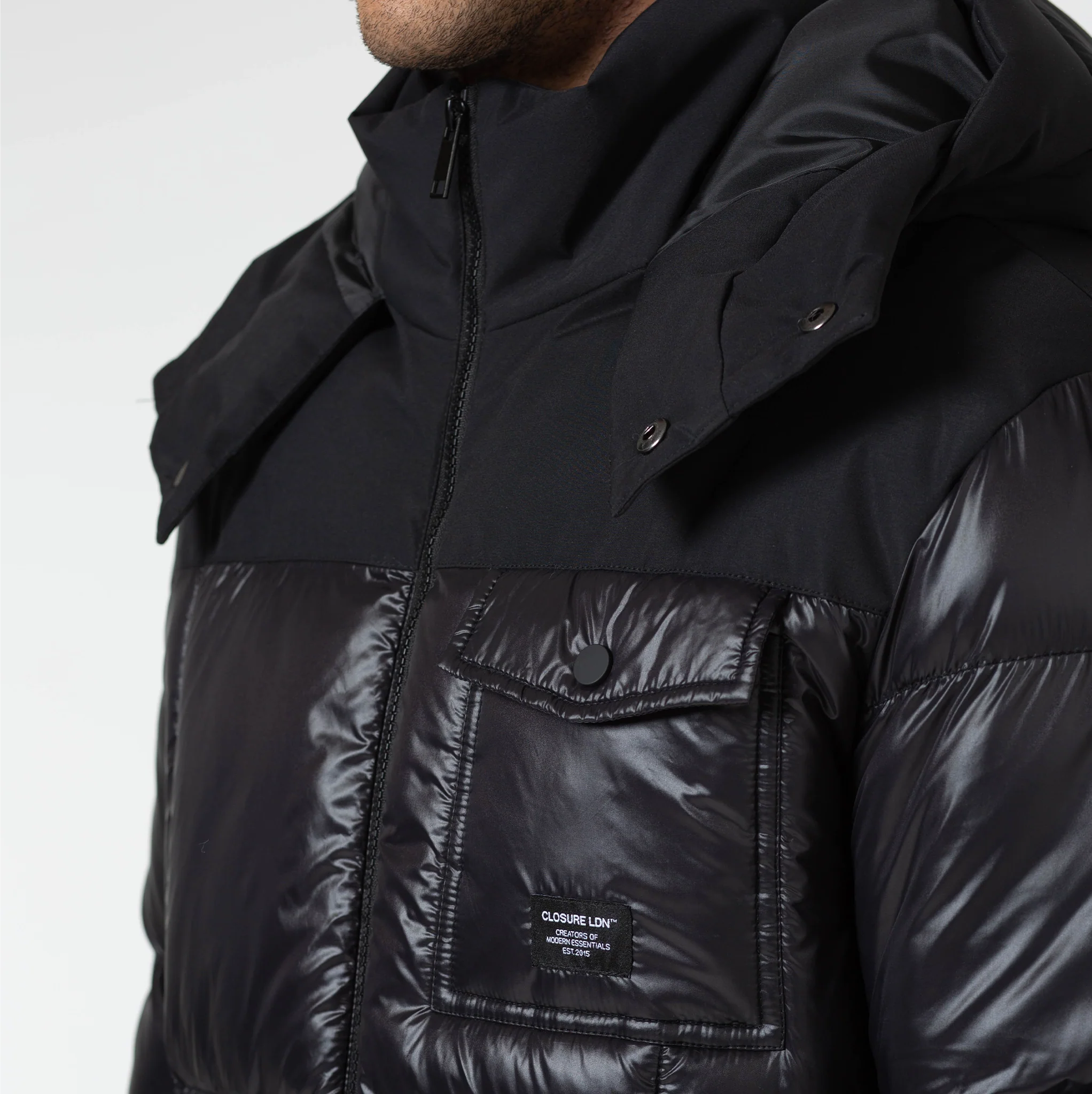 Pocket Puffer Jacket | Black Shine - Image 5