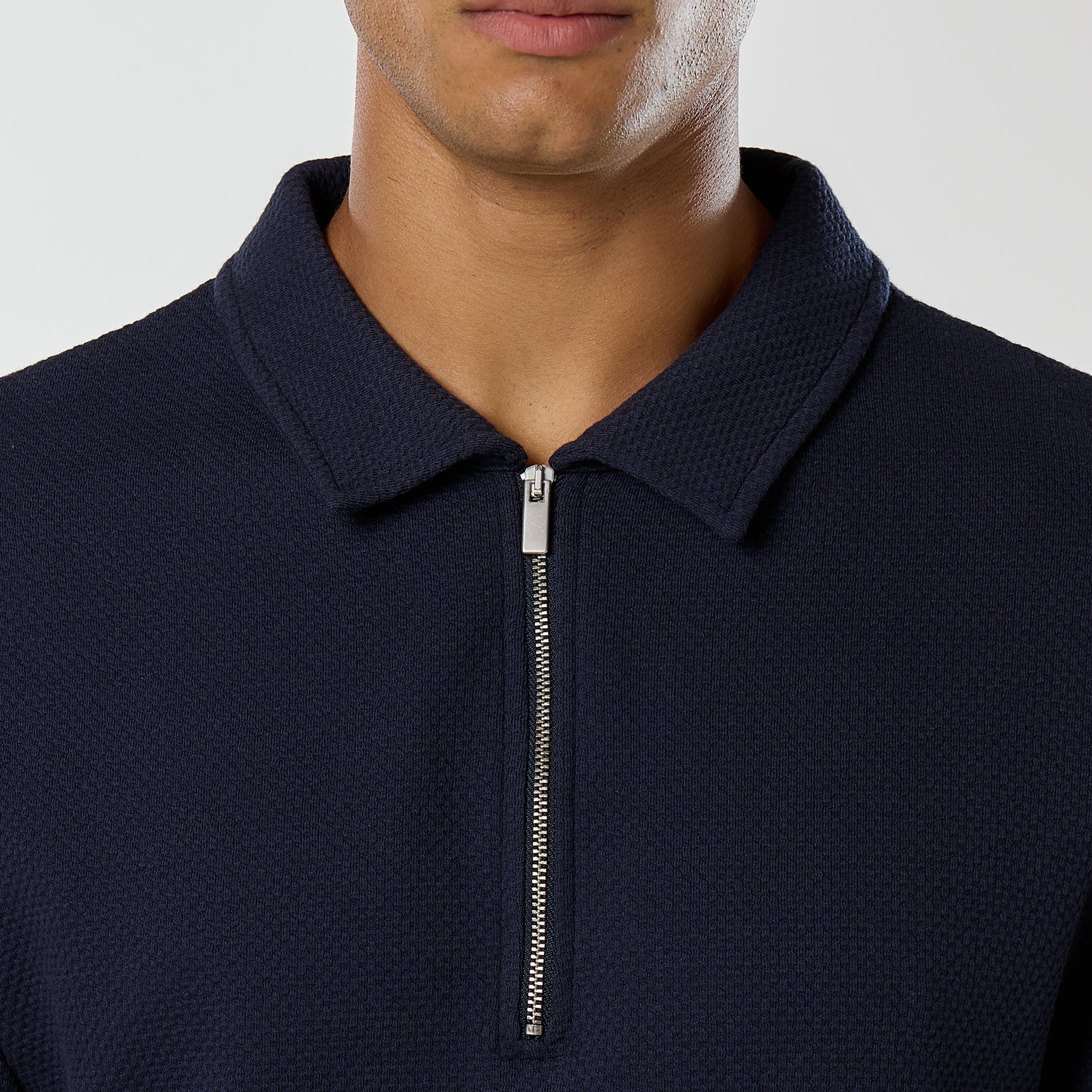 Short Sleeve Textured Polo | Navy - Image 4