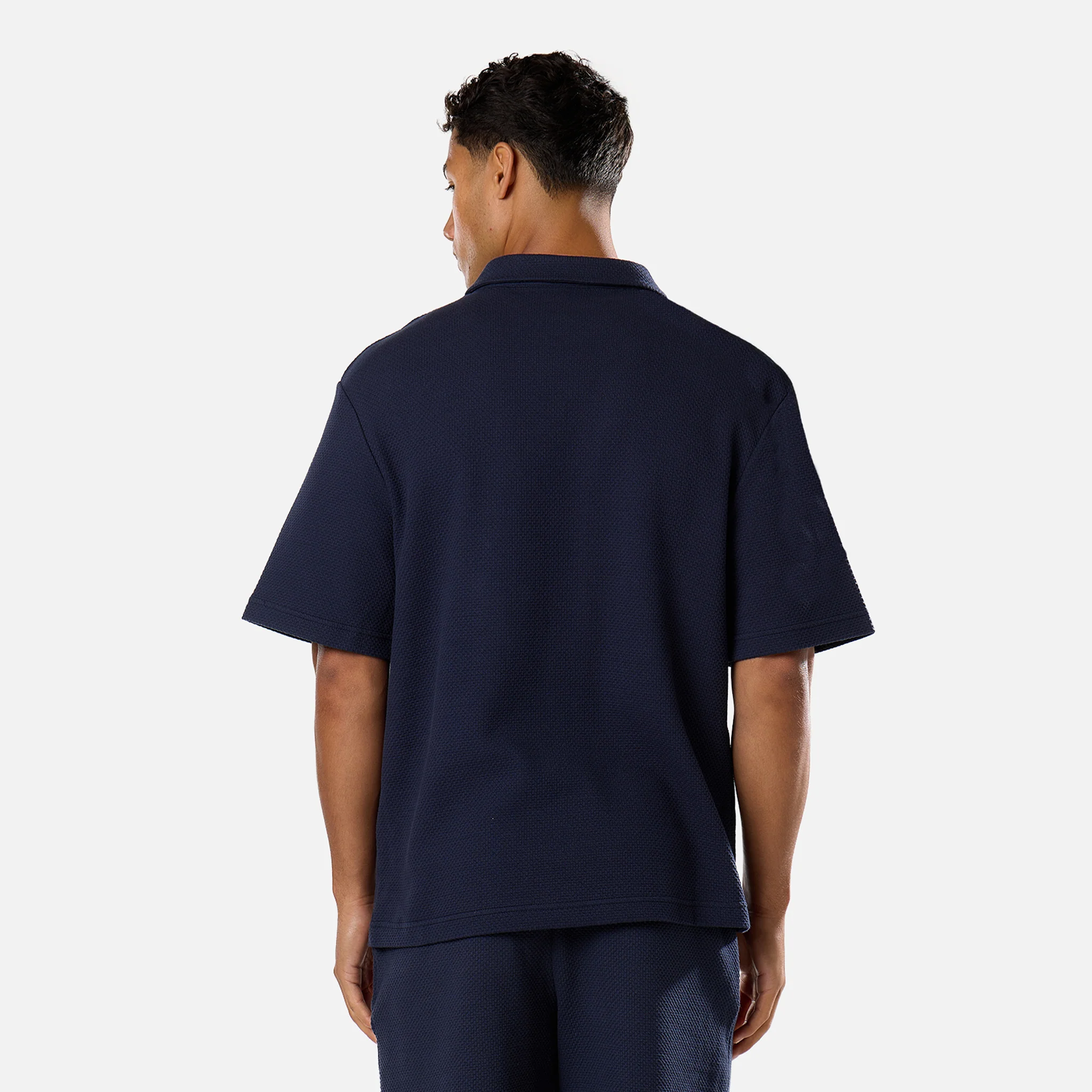 Short Sleeve Textured Polo | Navy - Image 5