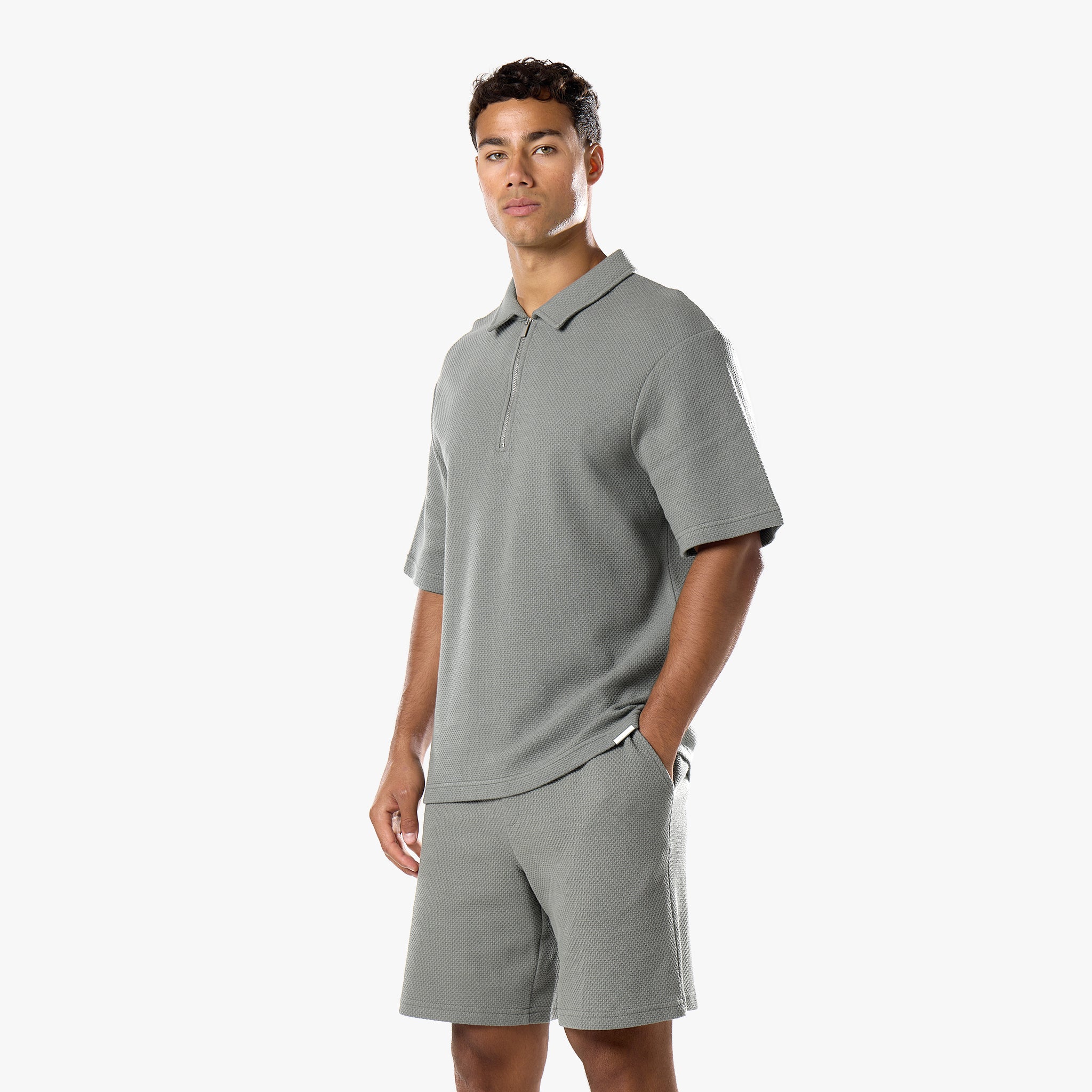 Short Sleeve Textured Polo | Olive - Image 2