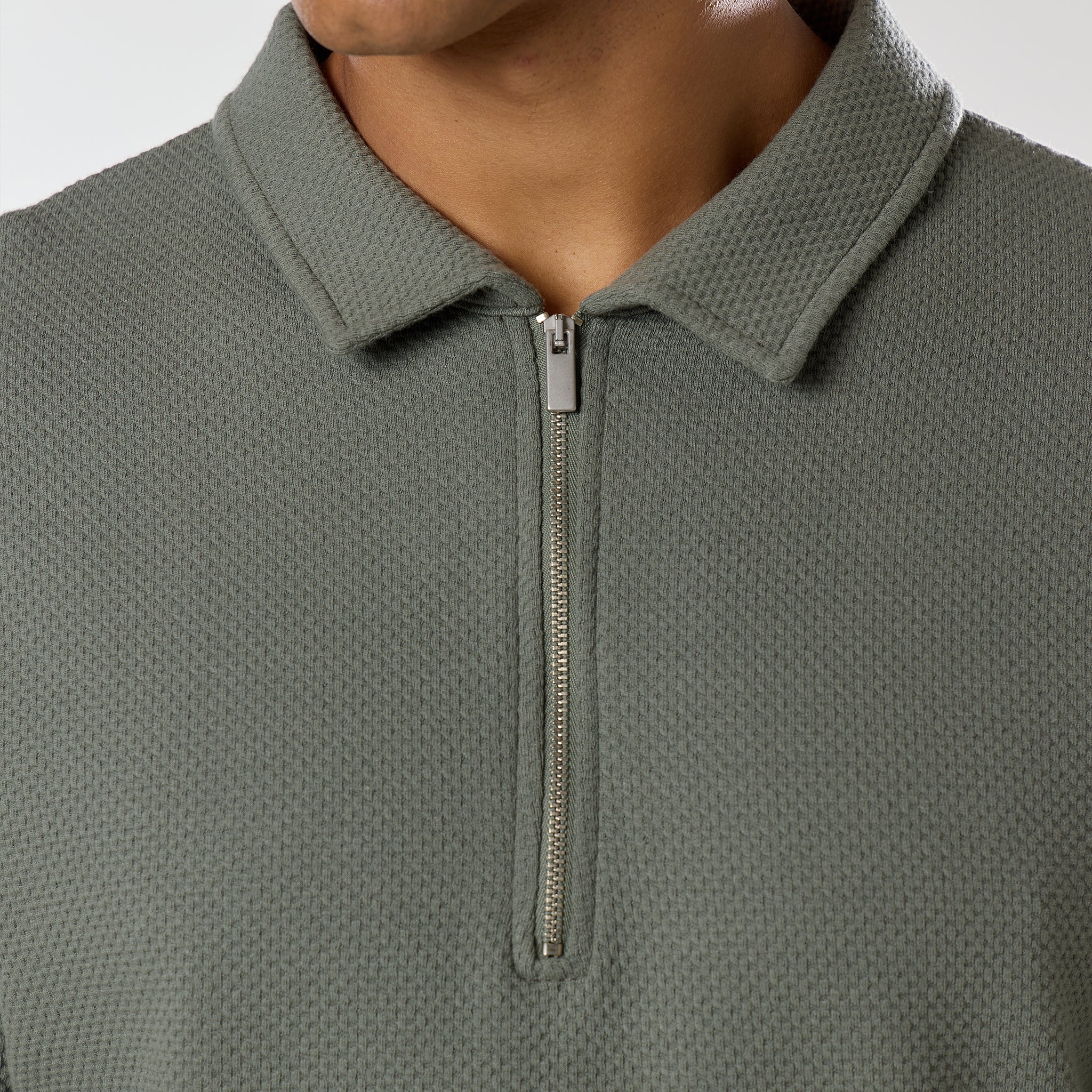 Short Sleeve Textured Polo | Olive - Image 3