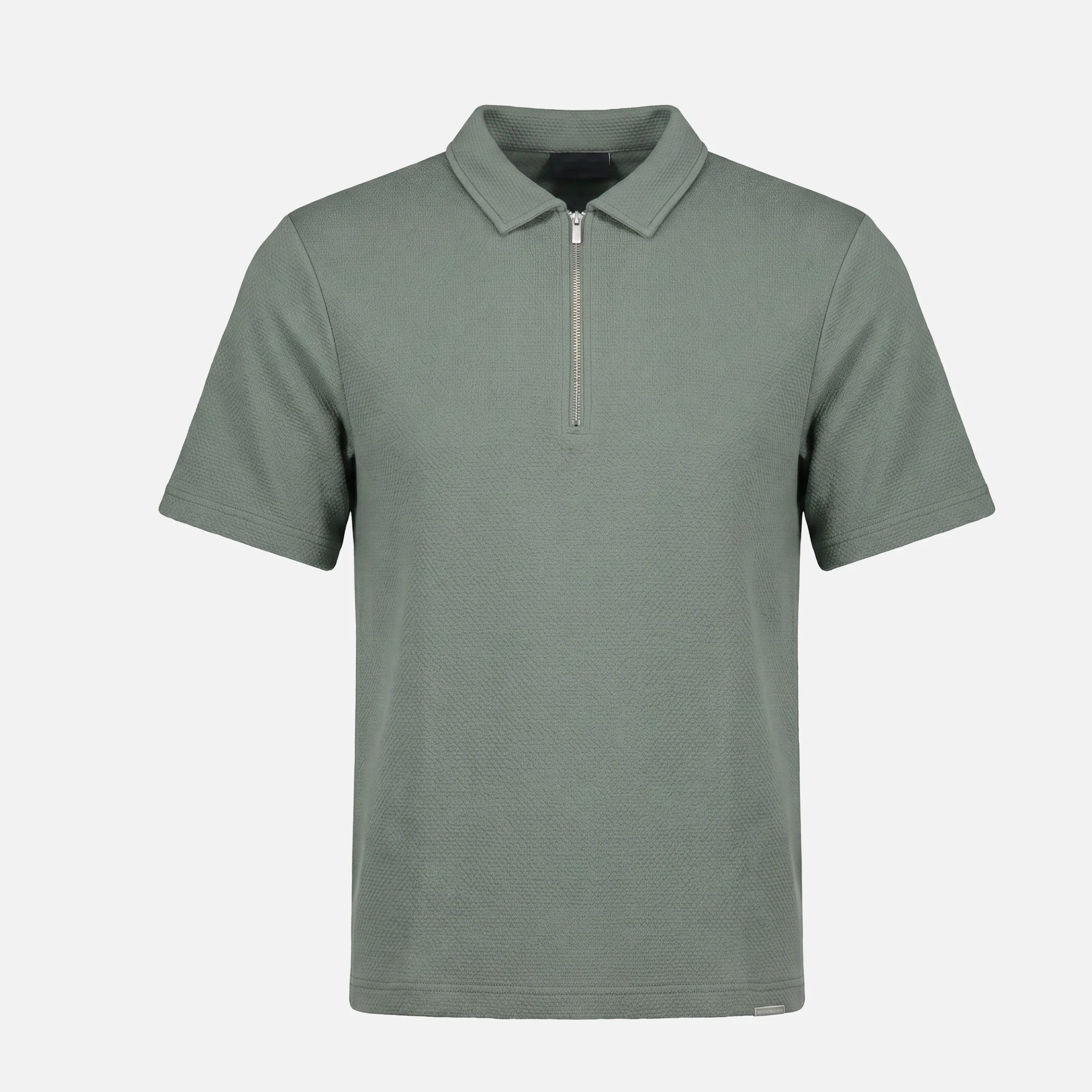 Short Sleeve Textured Polo | Olive - Image 4