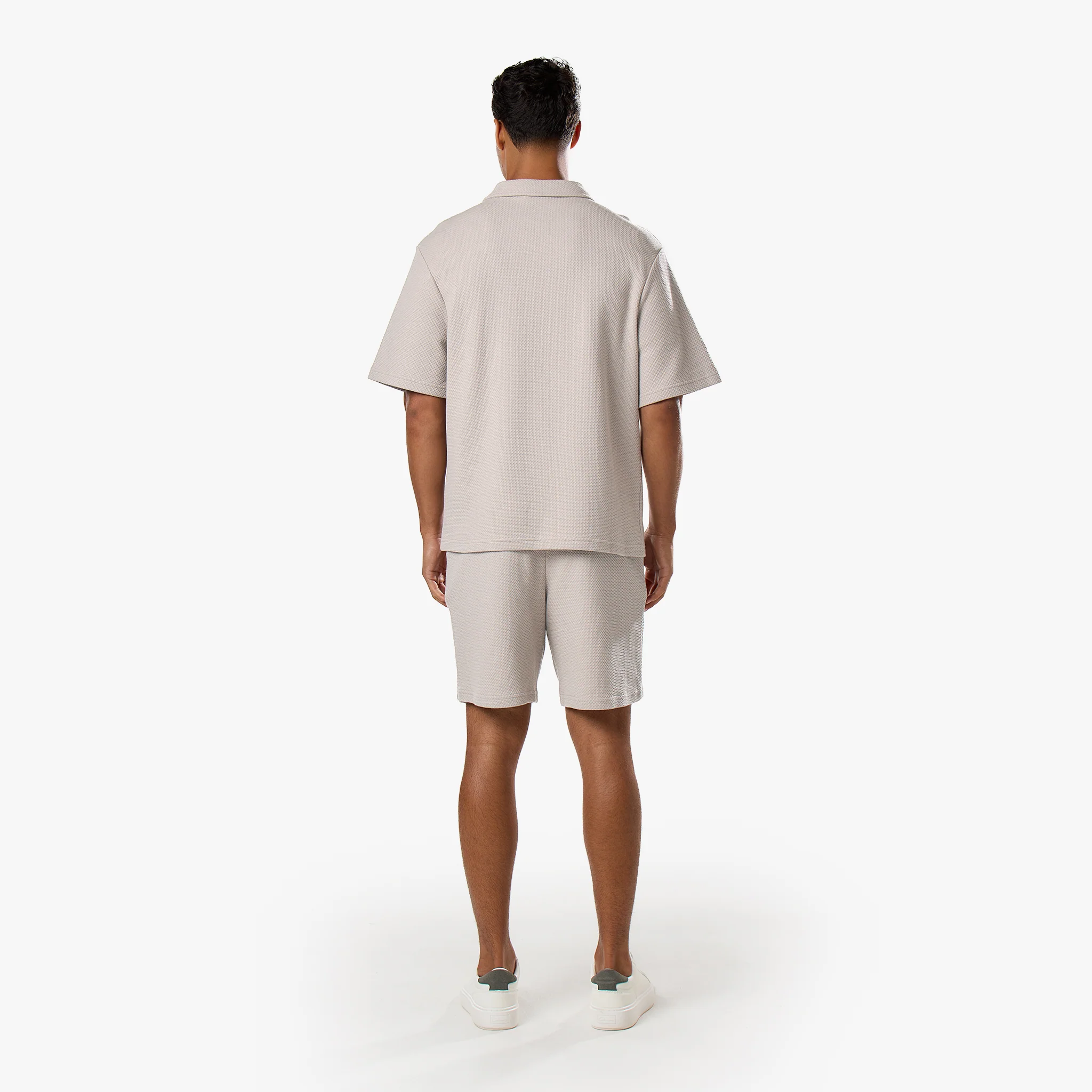 Short Sleeve Textured Polo | Stone - Image 6