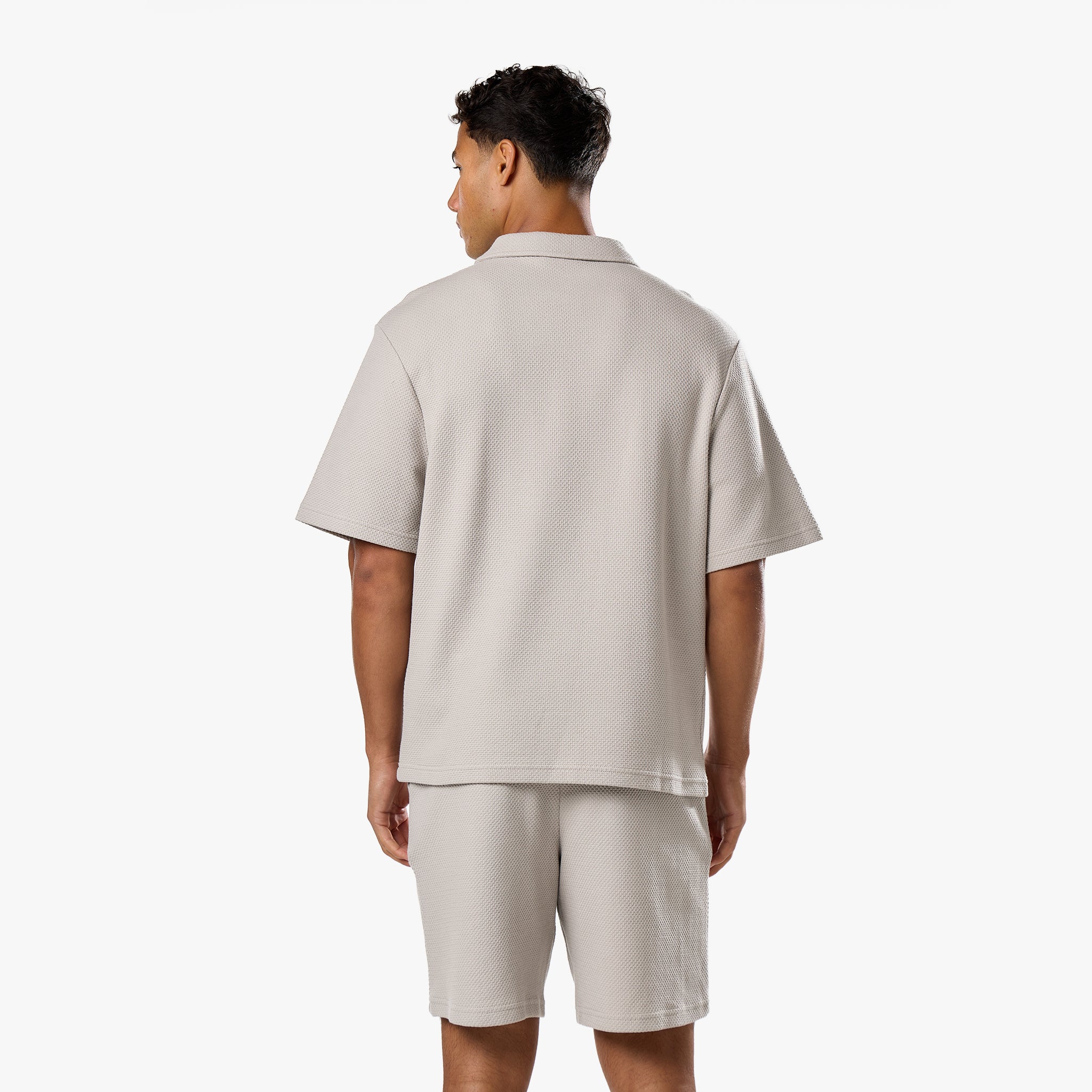 Short Sleeve Textured Polo | Stone - Image 7