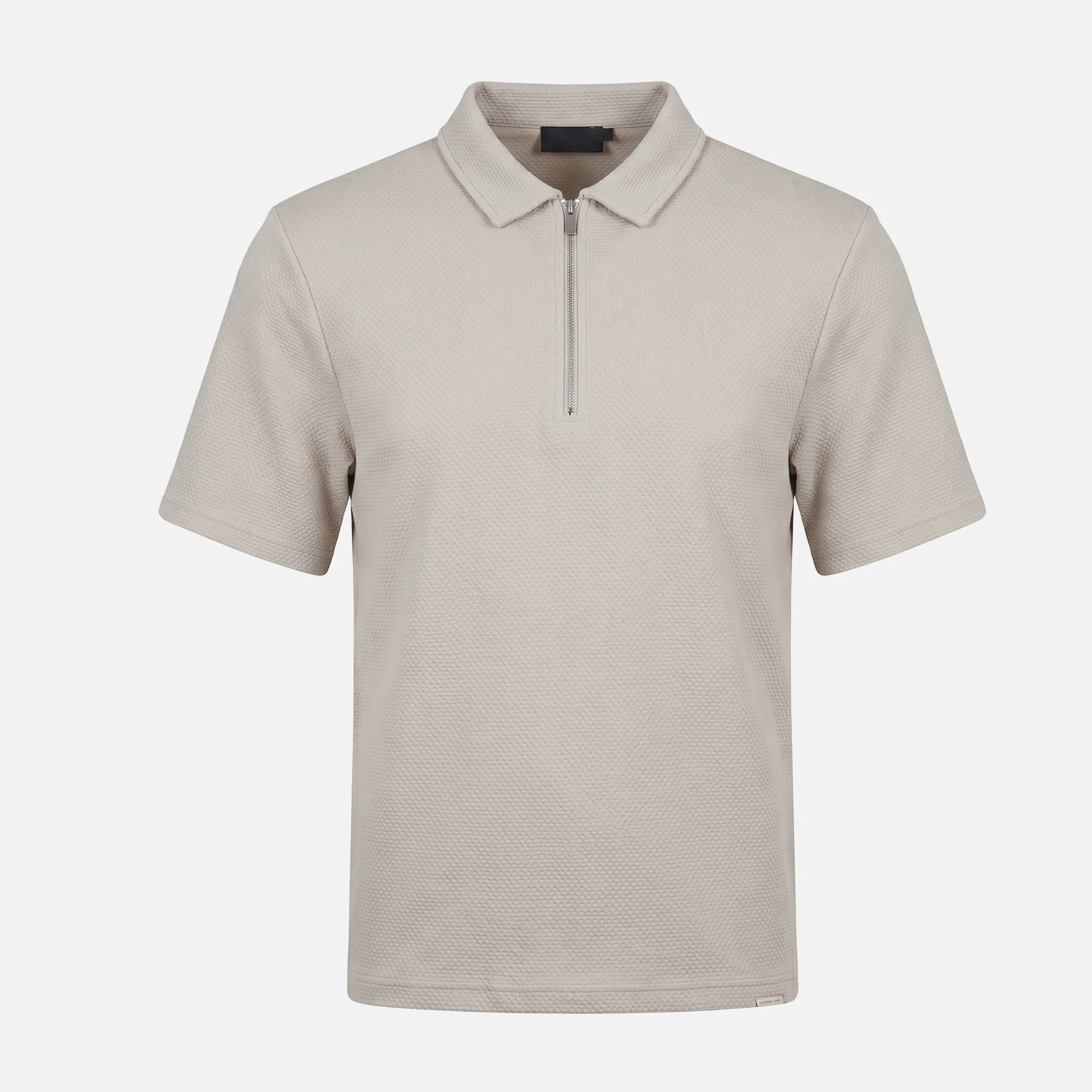Short Sleeve Textured Polo | Stone - Image 8