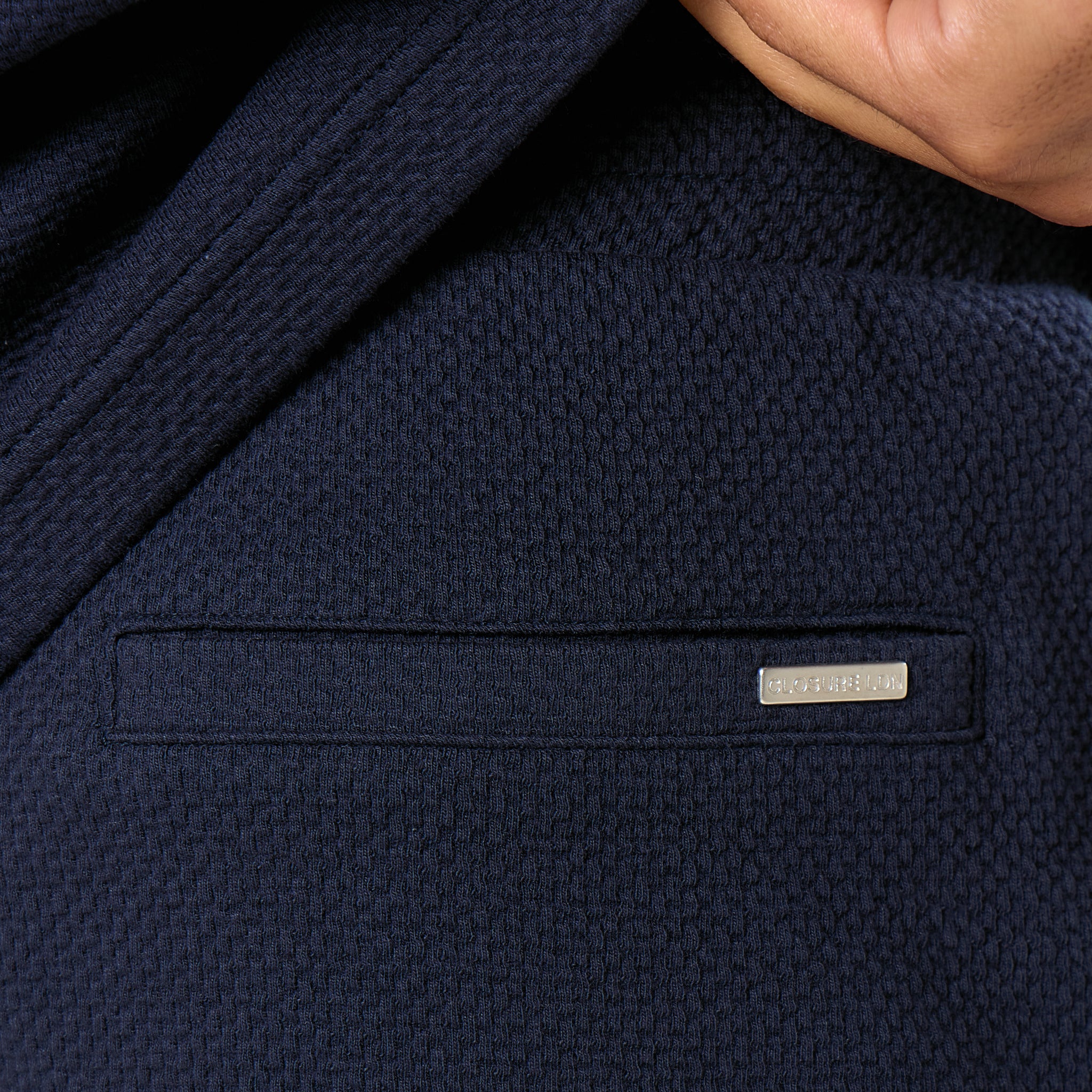Short Sleeve Textured Polo Twinset | Navy - Image 10