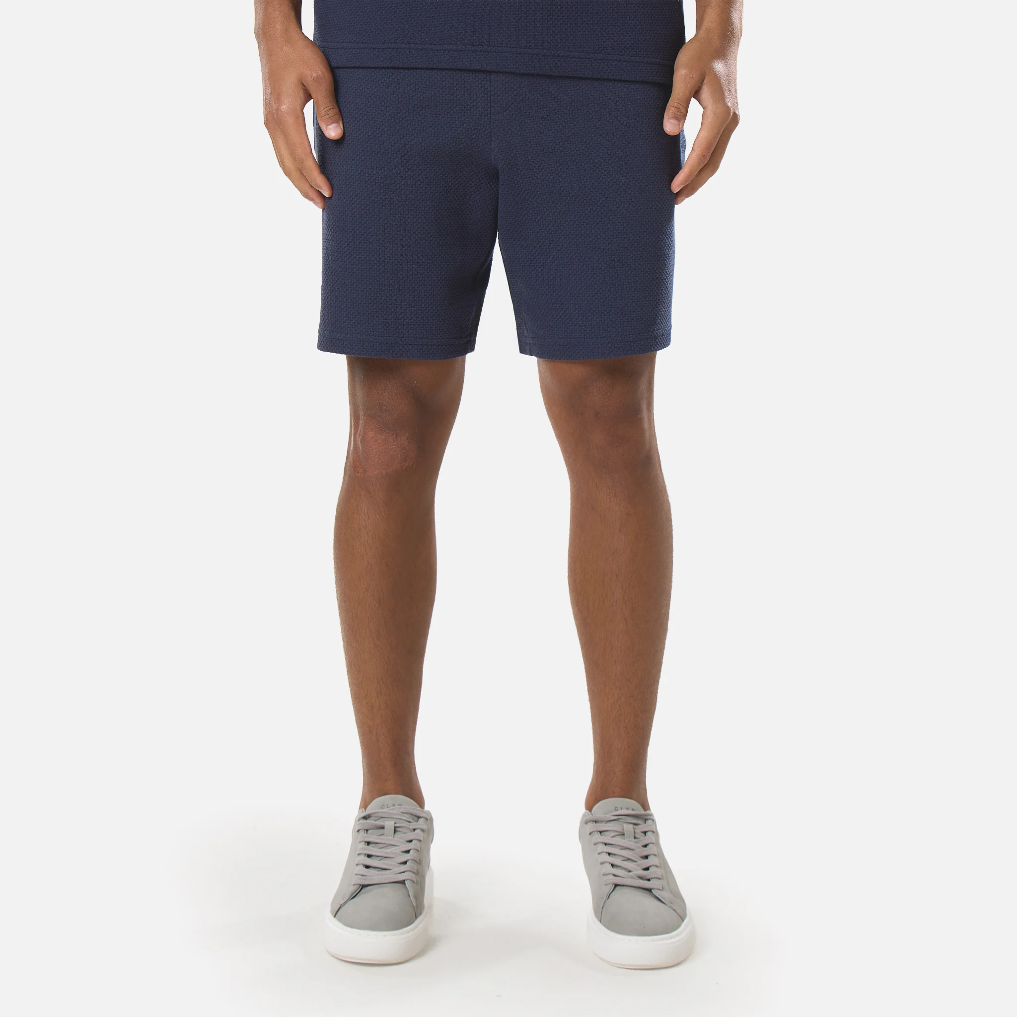 Short Sleeve Textured Polo Twinset | Navy - Image 5