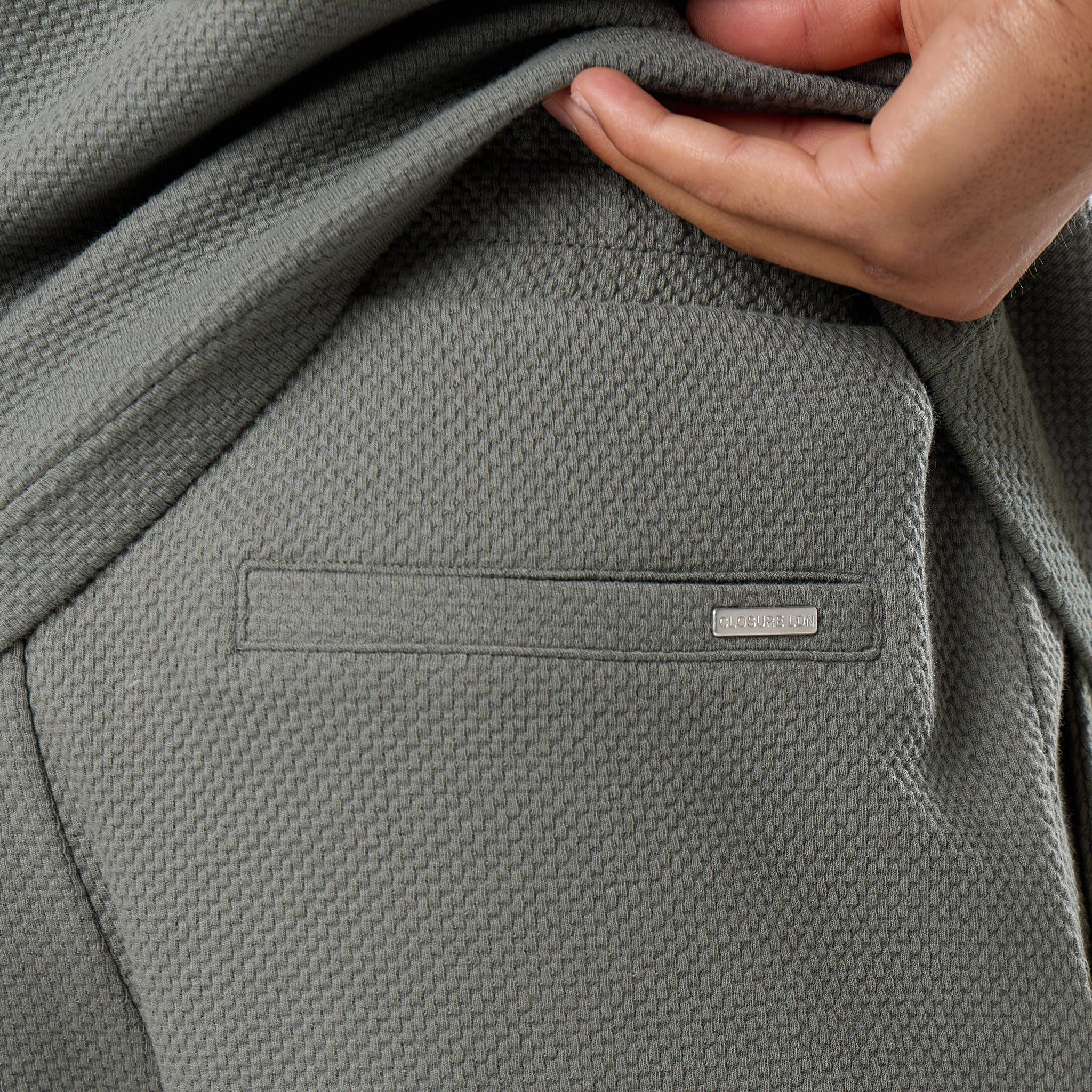 Short Sleeve Textured Polo Twinset | Olive - Image 10