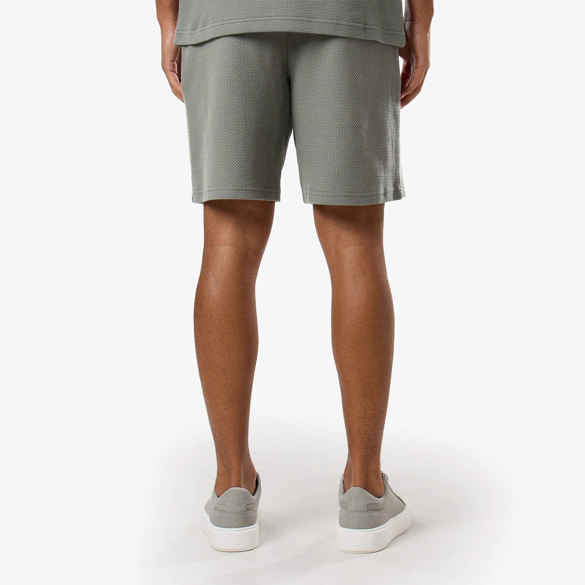Short Sleeve Textured Polo Twinset | Olive - Image 11