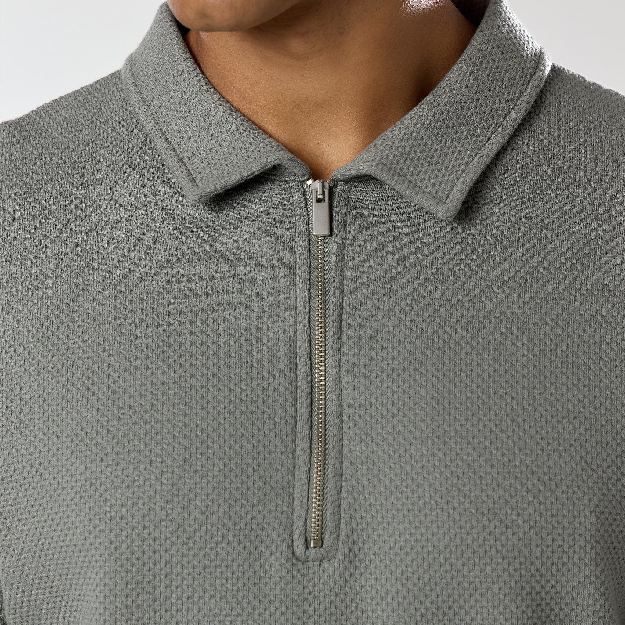 Short Sleeve Textured Polo Twinset | Olive - Image 8