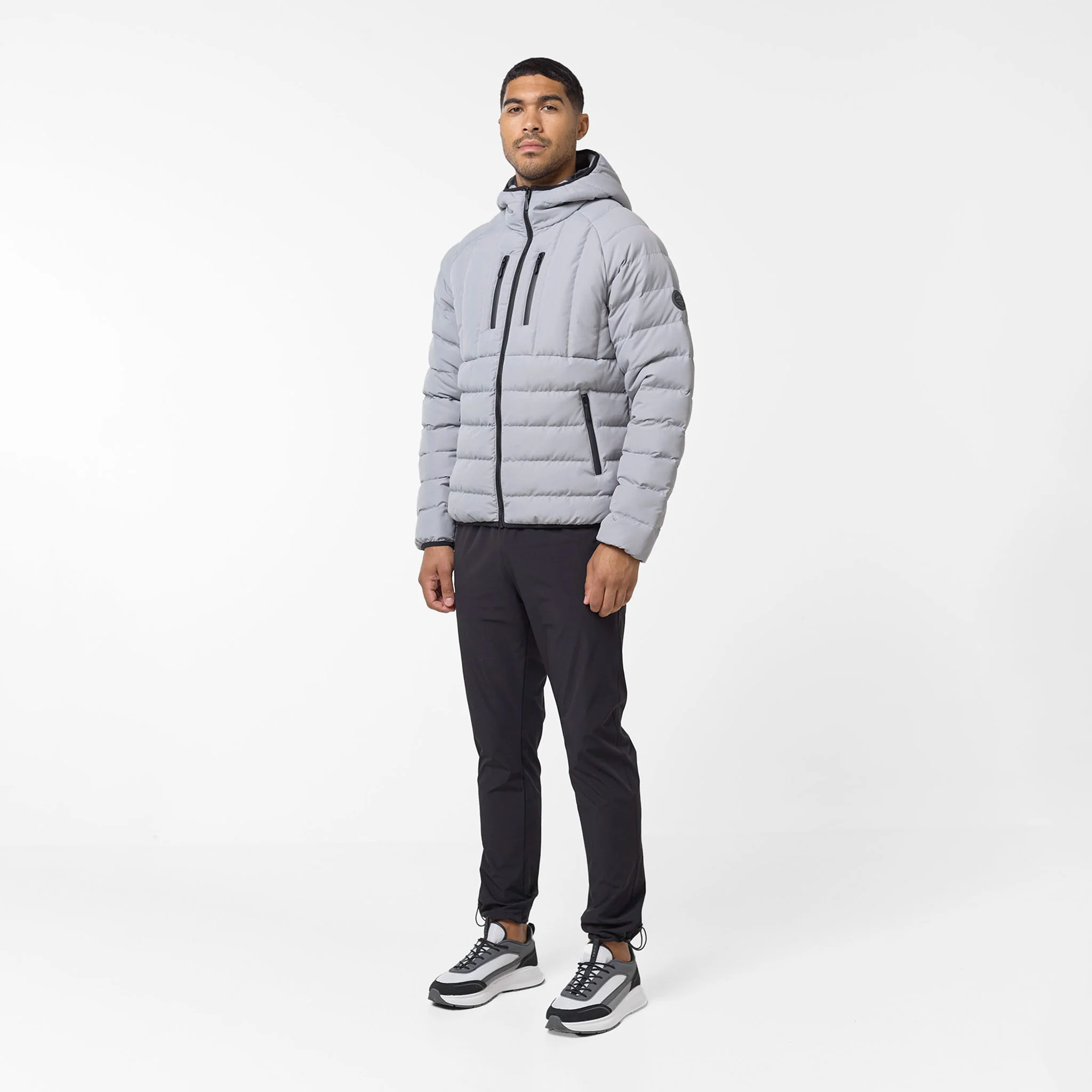 Slim Quilted Zipped Puffer | Grey - Image 3