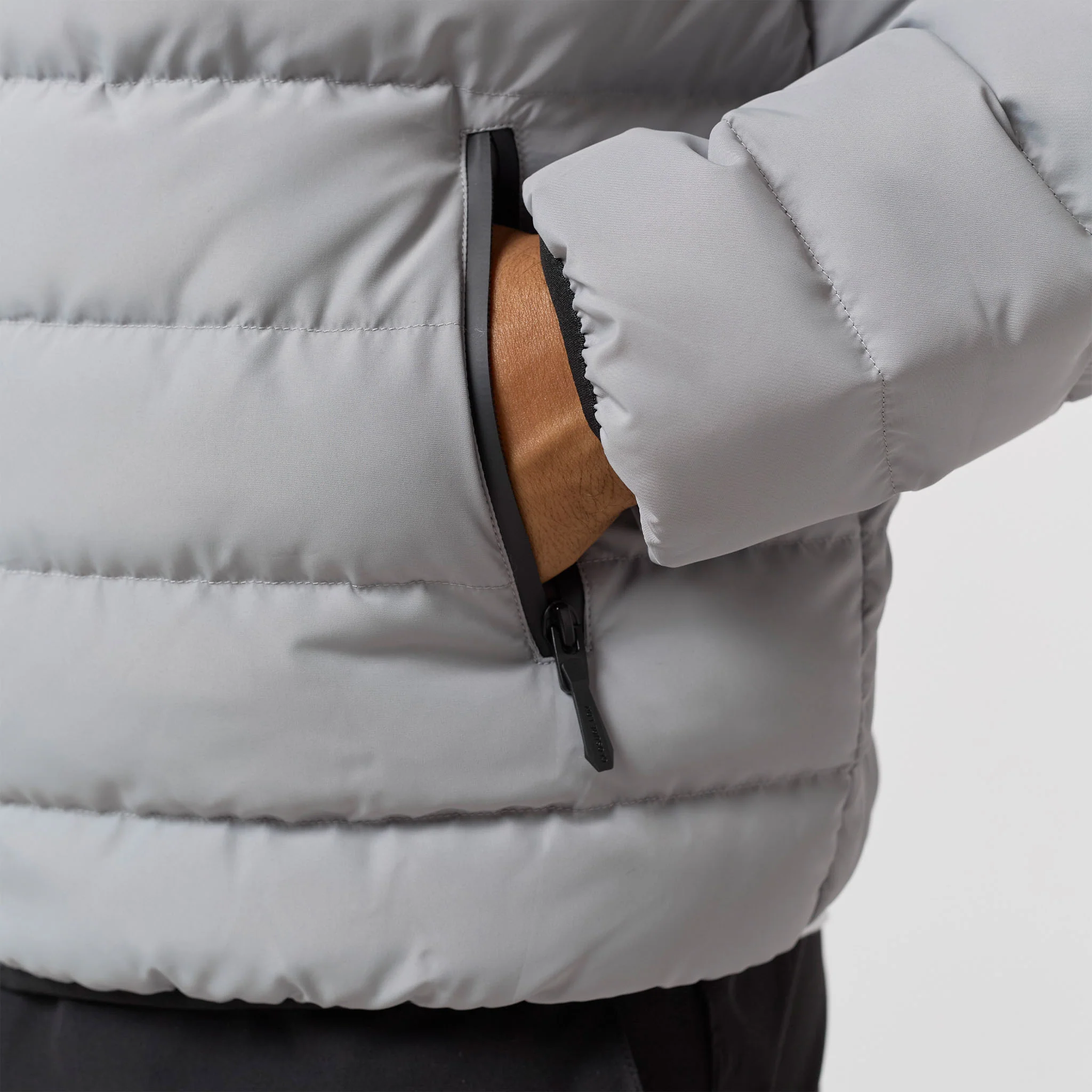 Slim Quilted Zipped Puffer | Grey - Image 4