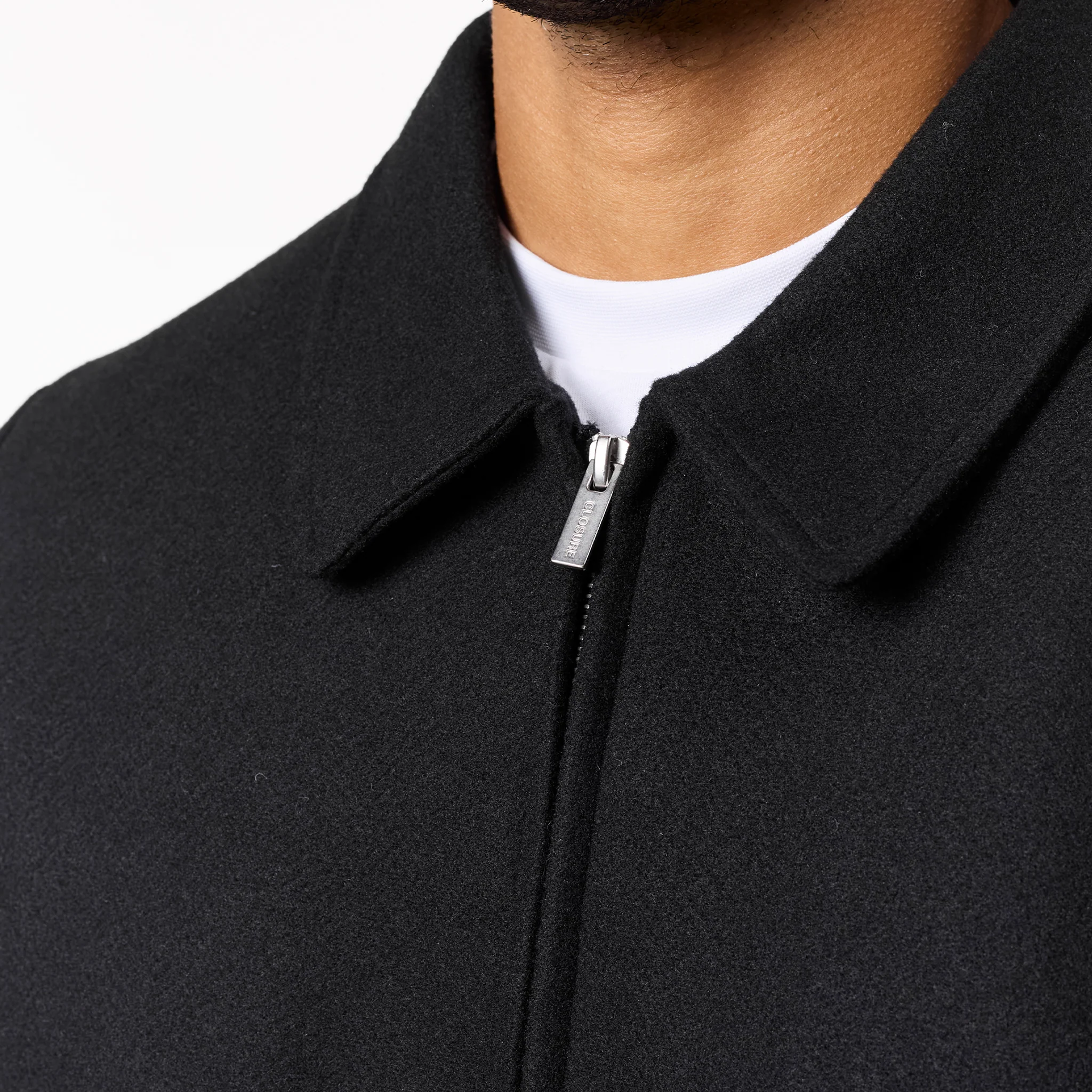 Smart Zip Faux Wool Jacket | Black - Image 4