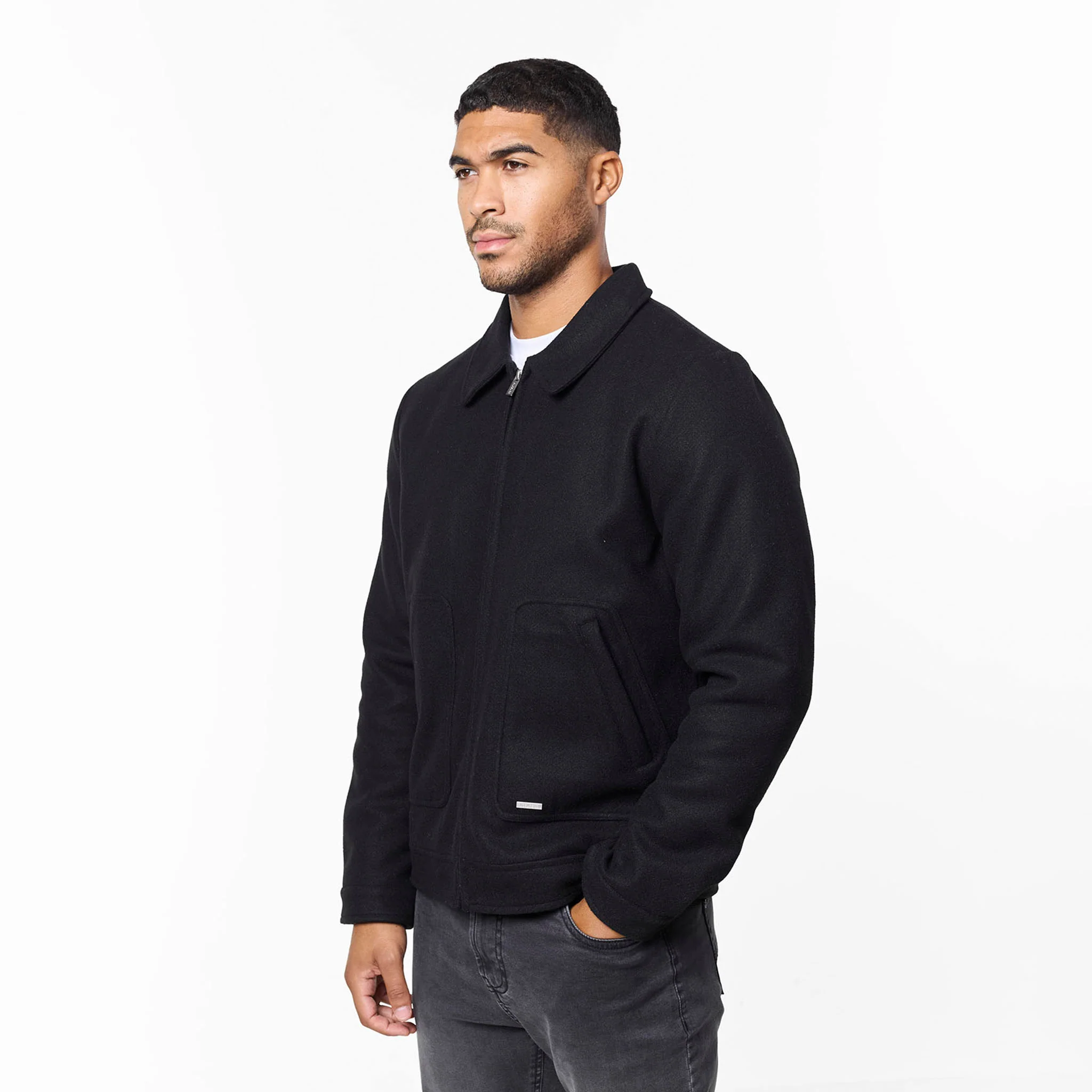 Smart Zip Faux Wool Jacket | Black - Image 5