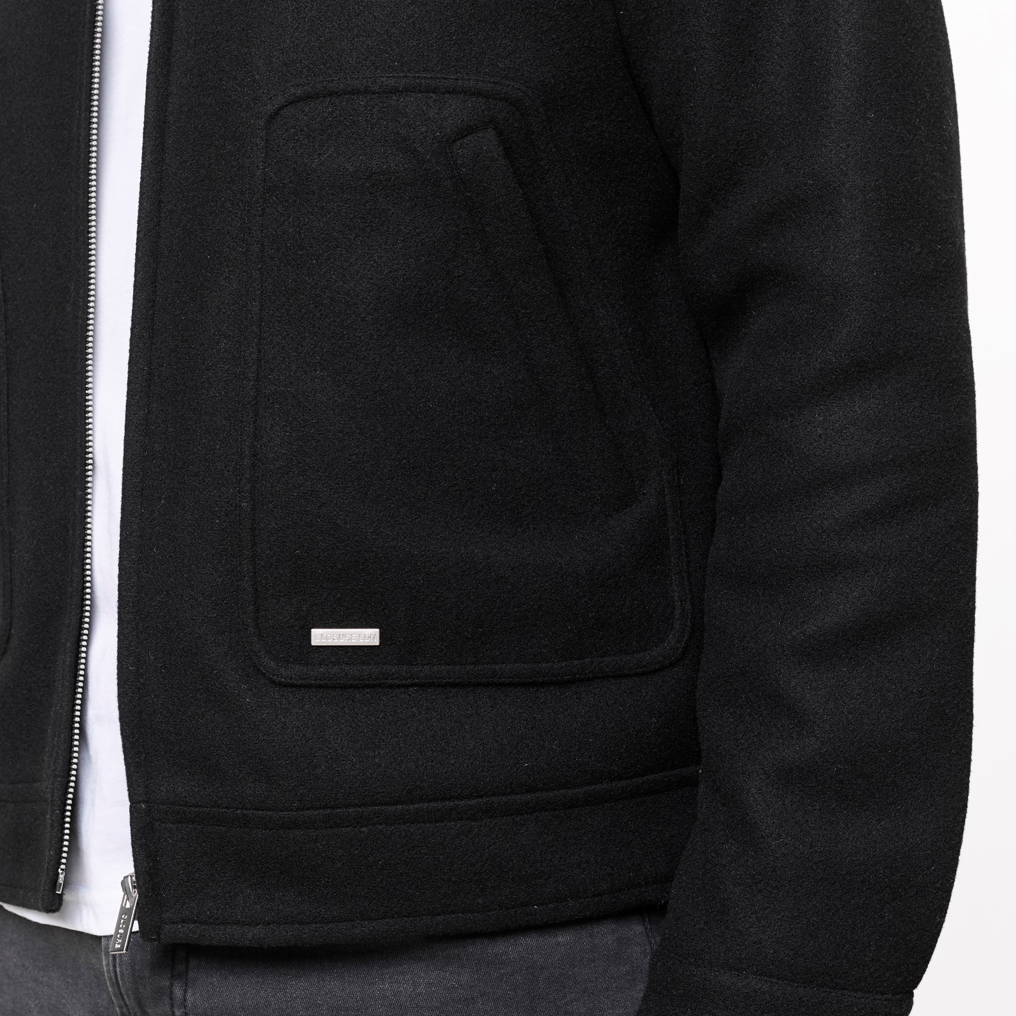 Smart Zip Faux Wool Jacket | Black - Image 7