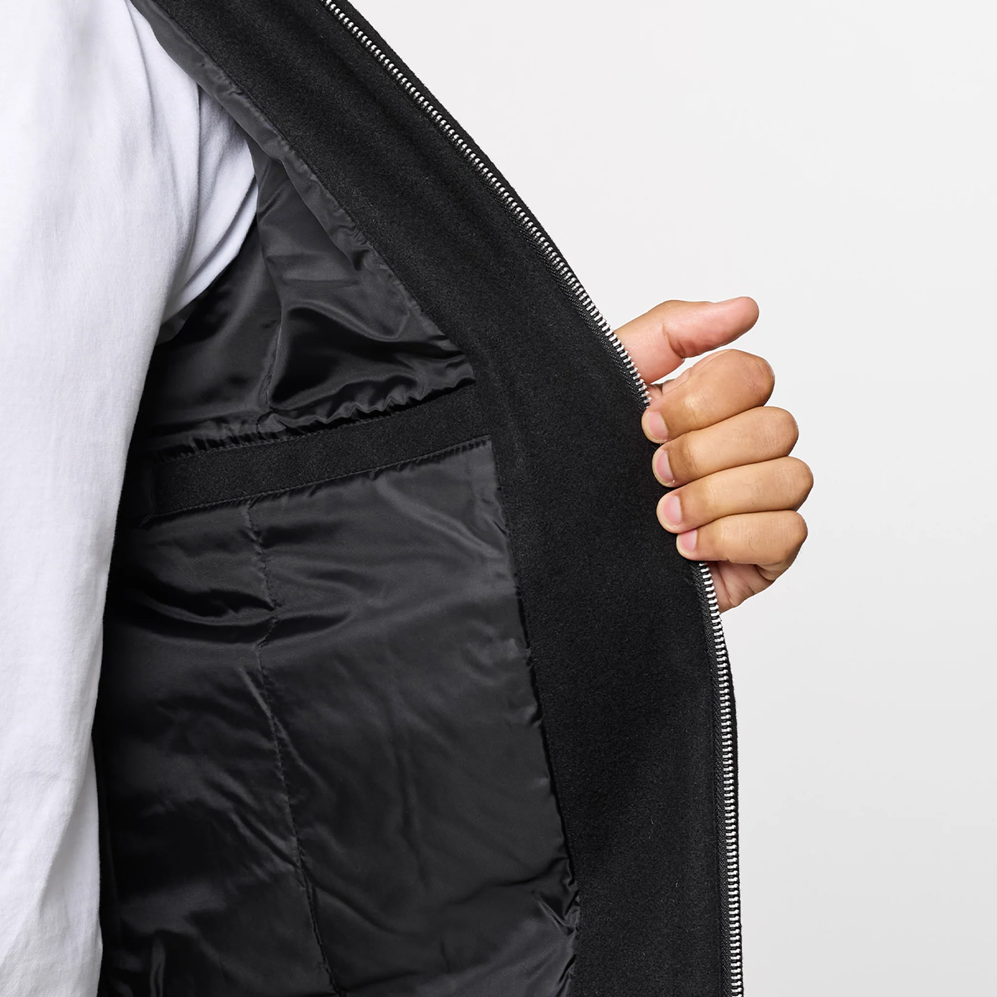 Smart Zip Faux Wool Jacket | Black - Image 8