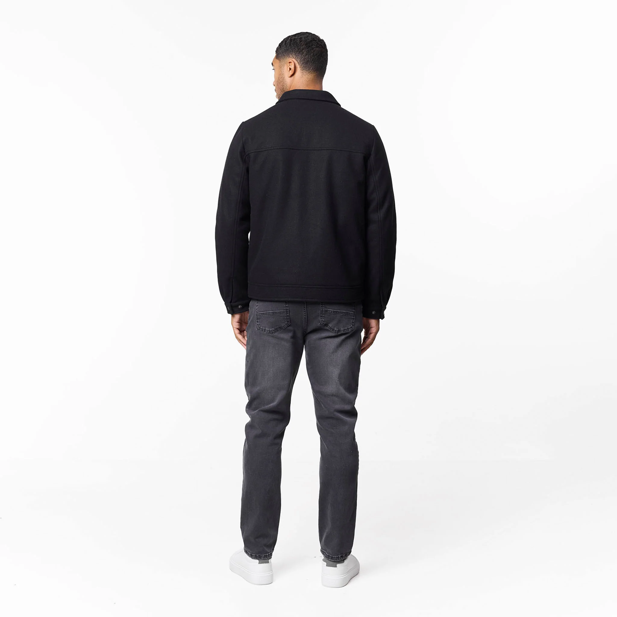 Smart Zip Faux Wool Jacket | Black - Image 9