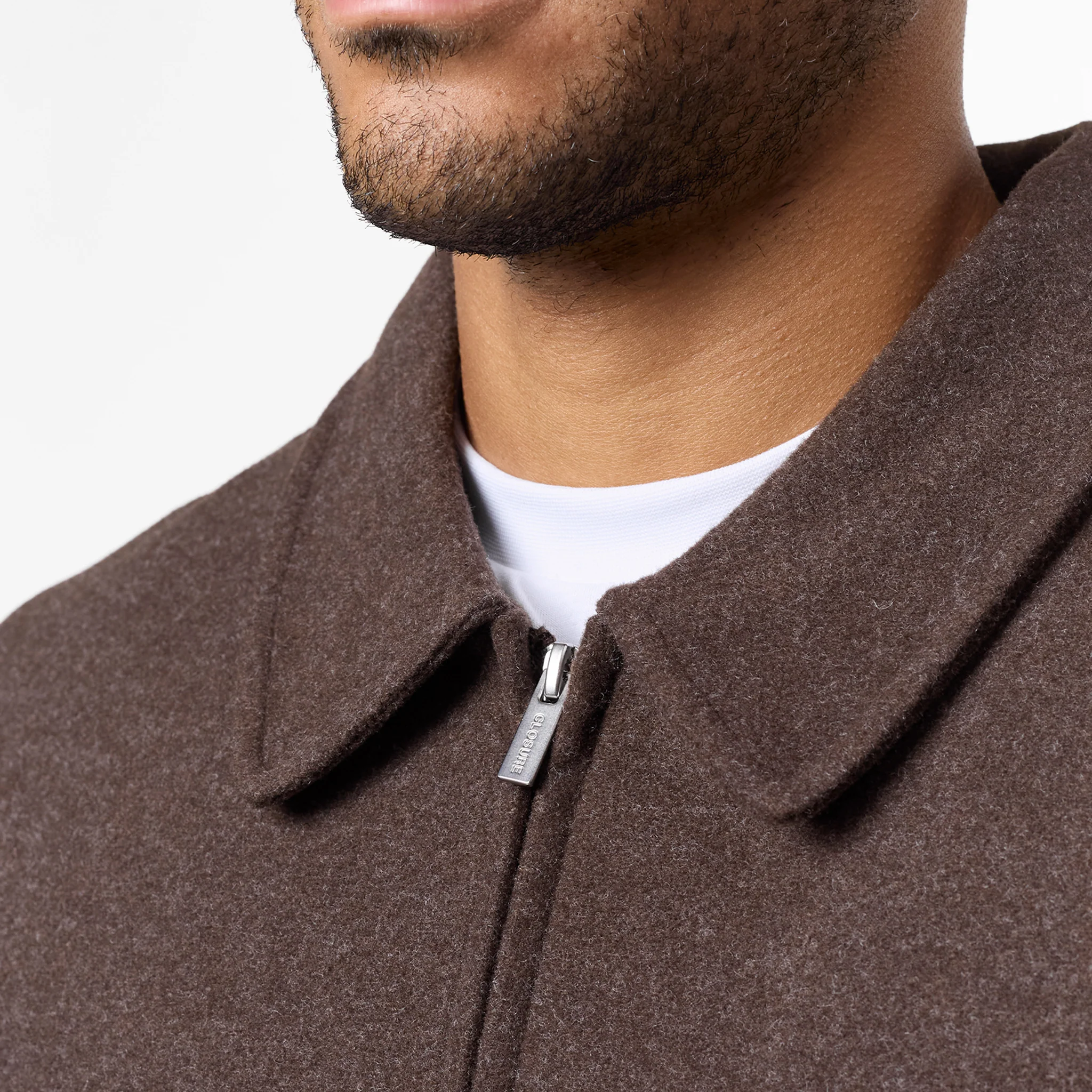 Smart Zip Faux Wool Jacket | Brown - Image 4