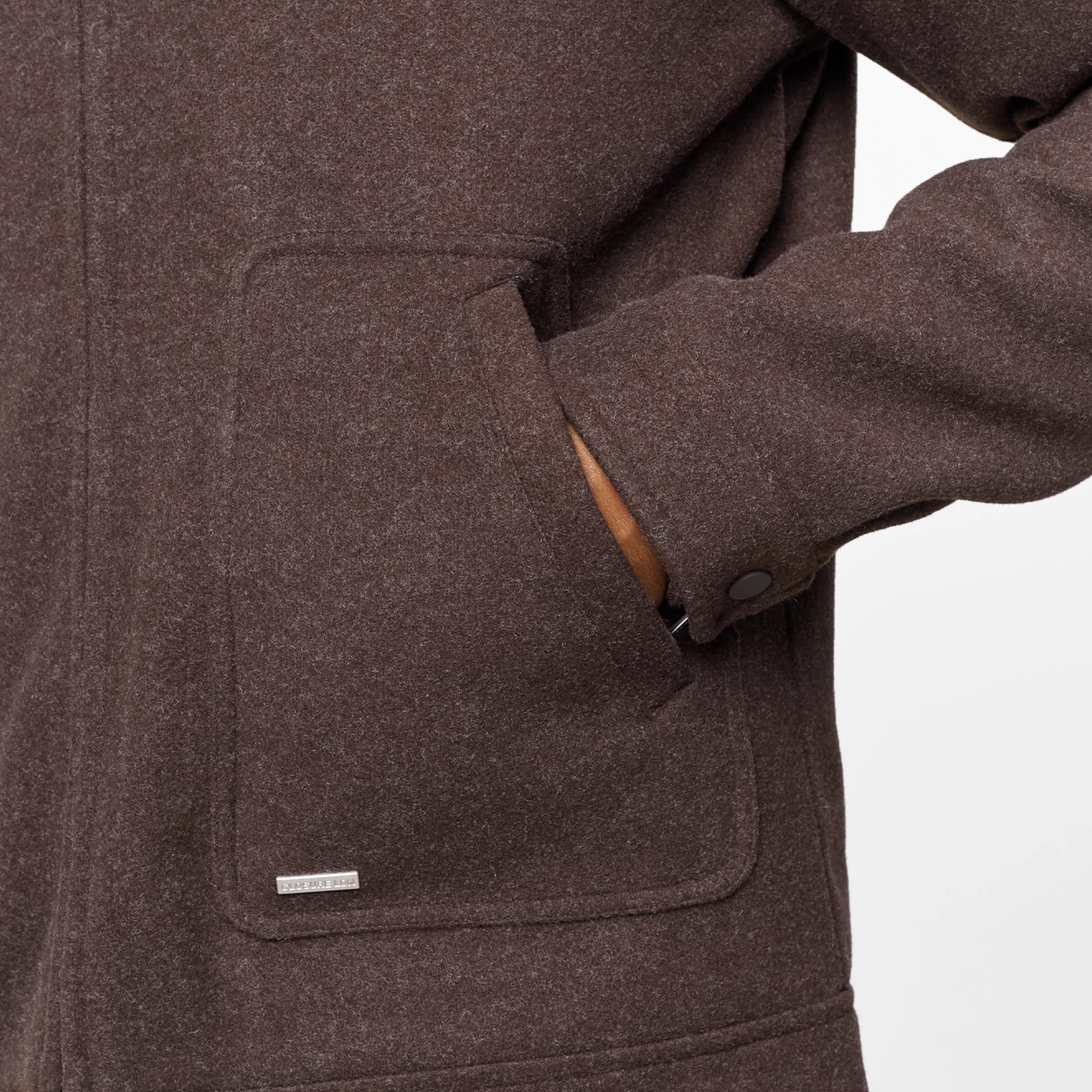 Smart Zip Faux Wool Jacket | Brown - Image 5