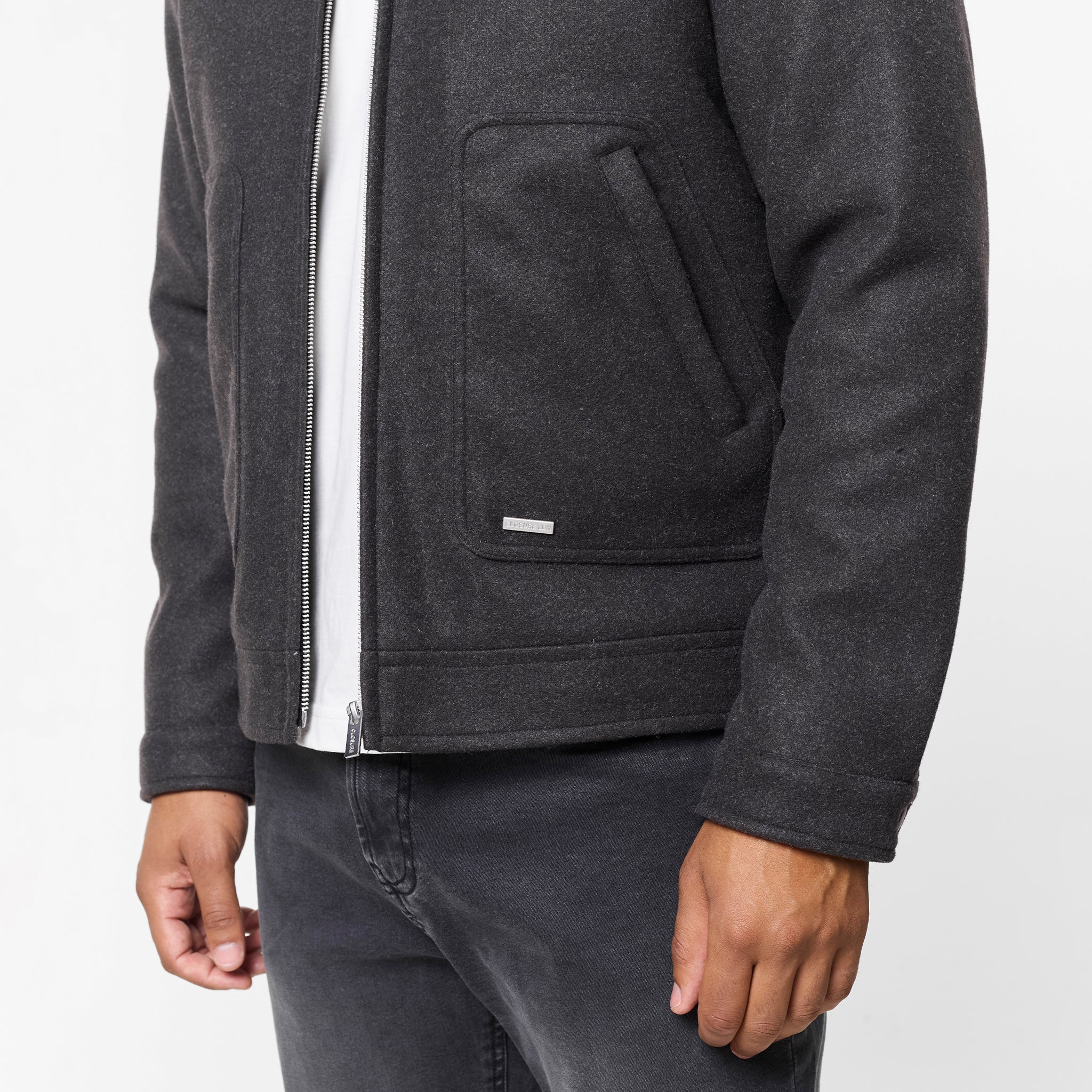 Smart Zip Faux Wool Jacket | Charcoal - Image 5