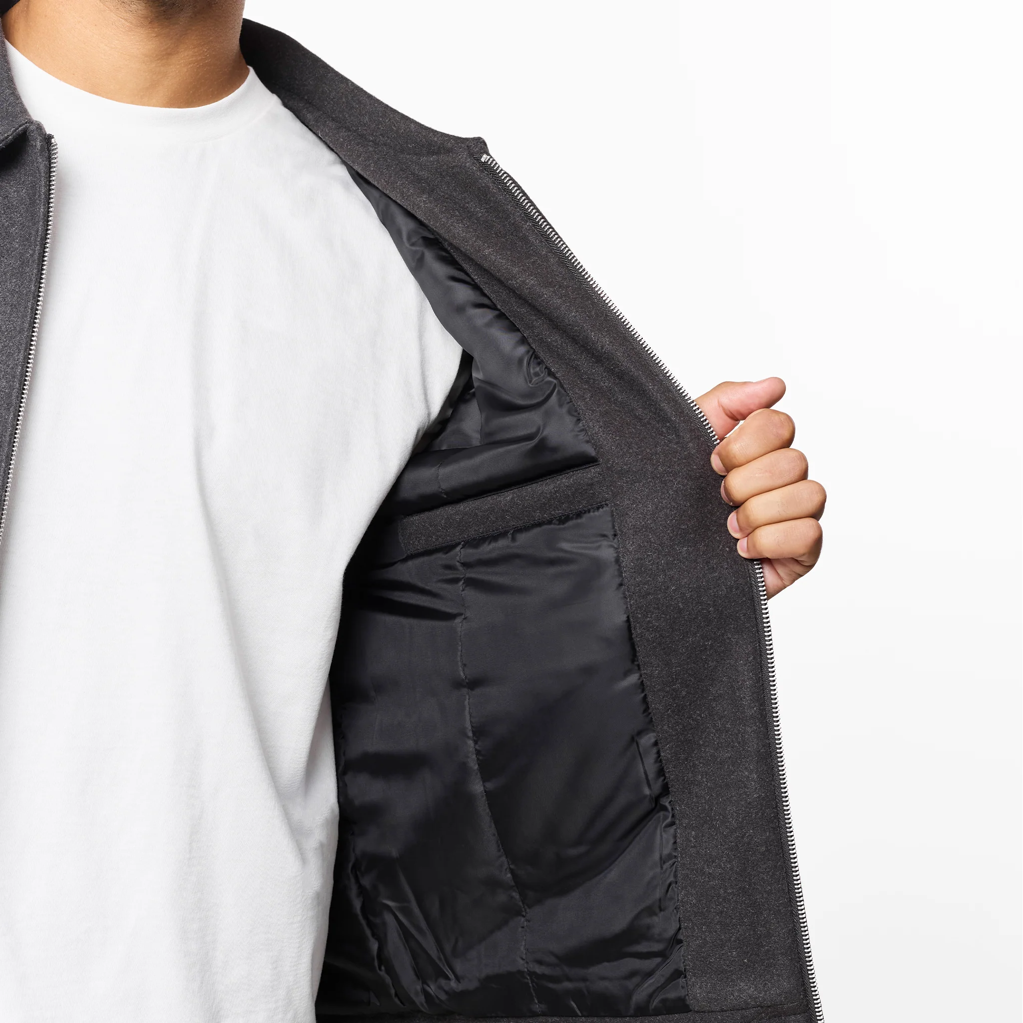Smart Zip Faux Wool Jacket | Charcoal - Image 6