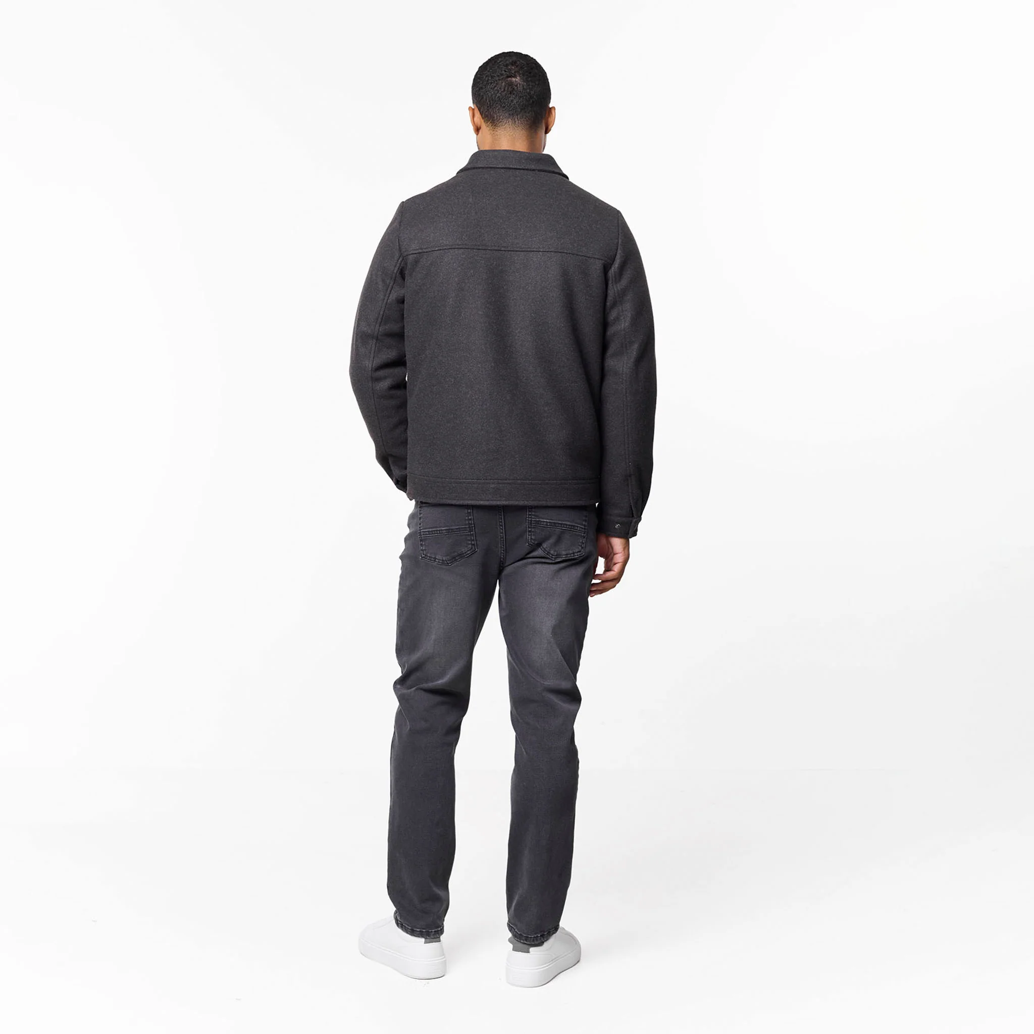 Smart Zip Faux Wool Jacket | Charcoal - Image 7