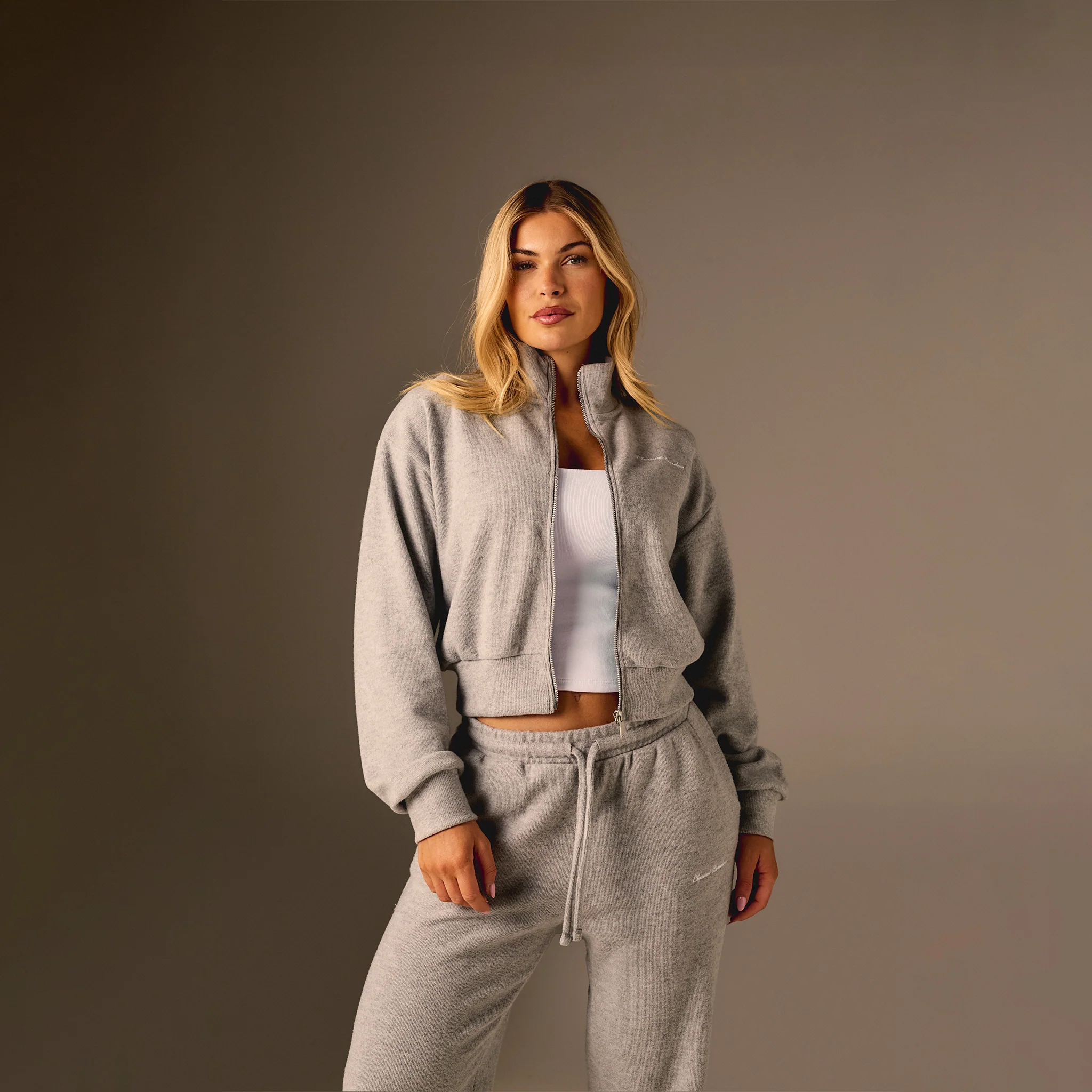 Soft Knit Bomber Tracksuit | Grey Marl - Image 9