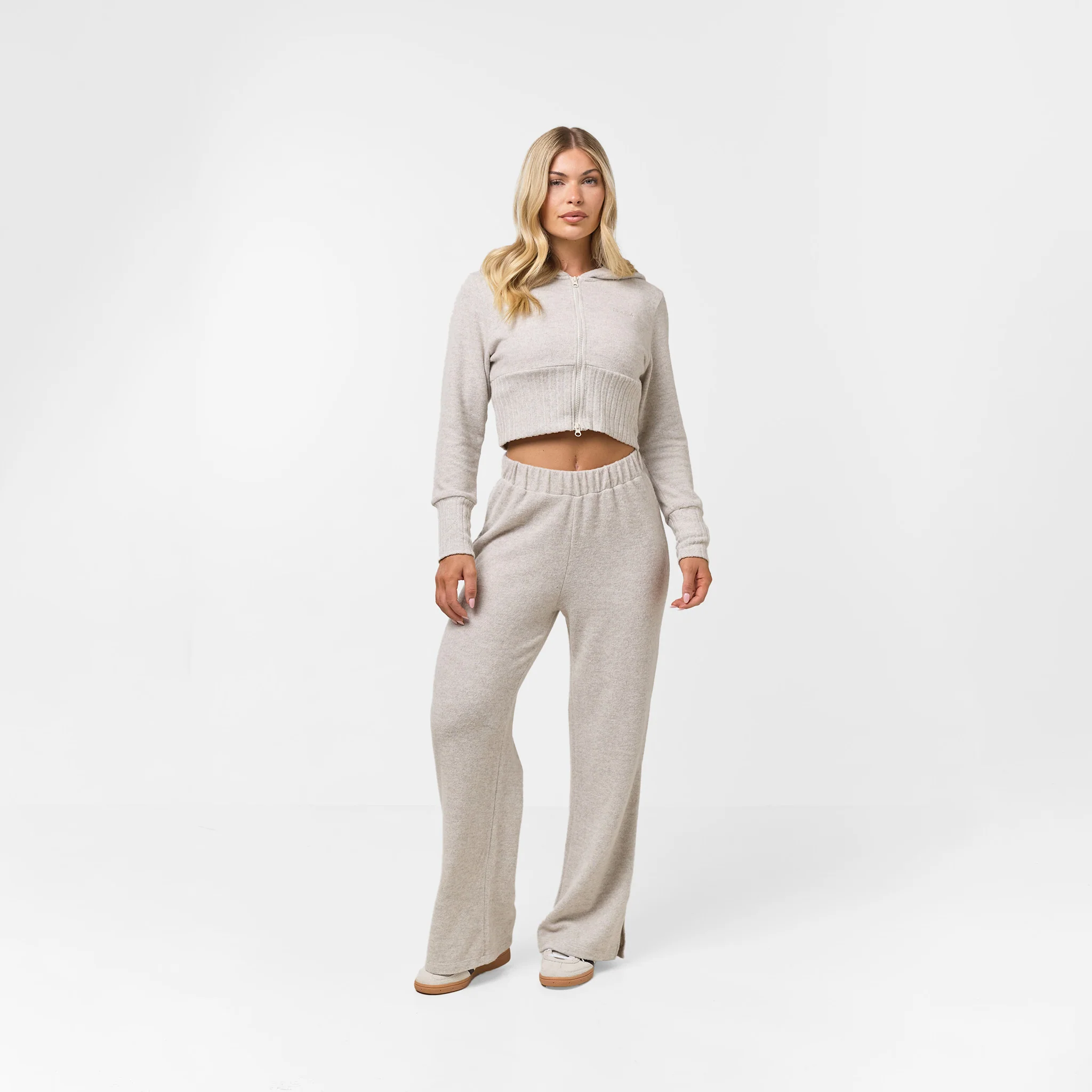Split Hem Knit Jogger | Oat Marl - Image 2