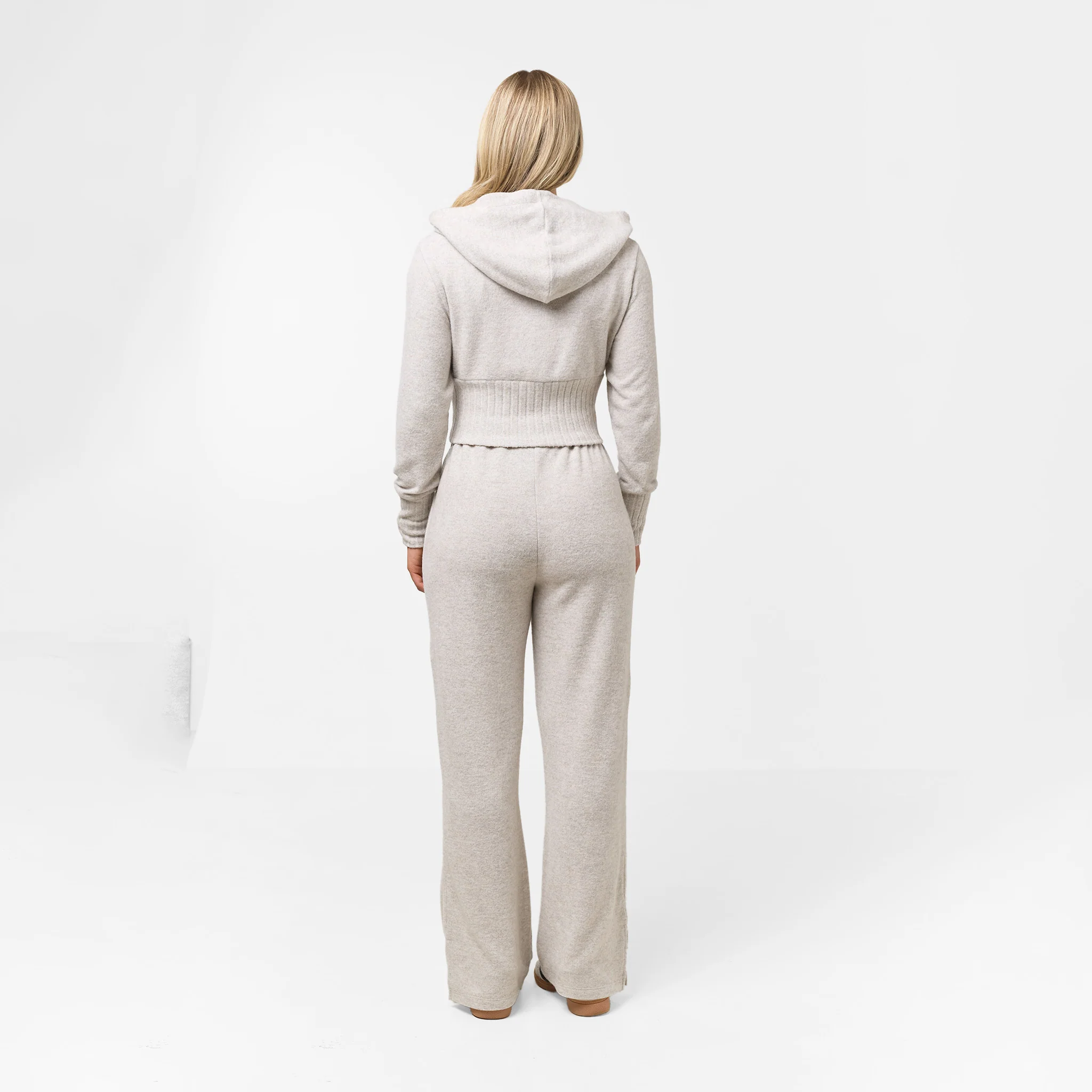 Split Hem Knit Jogger | Oat Marl - Image 3