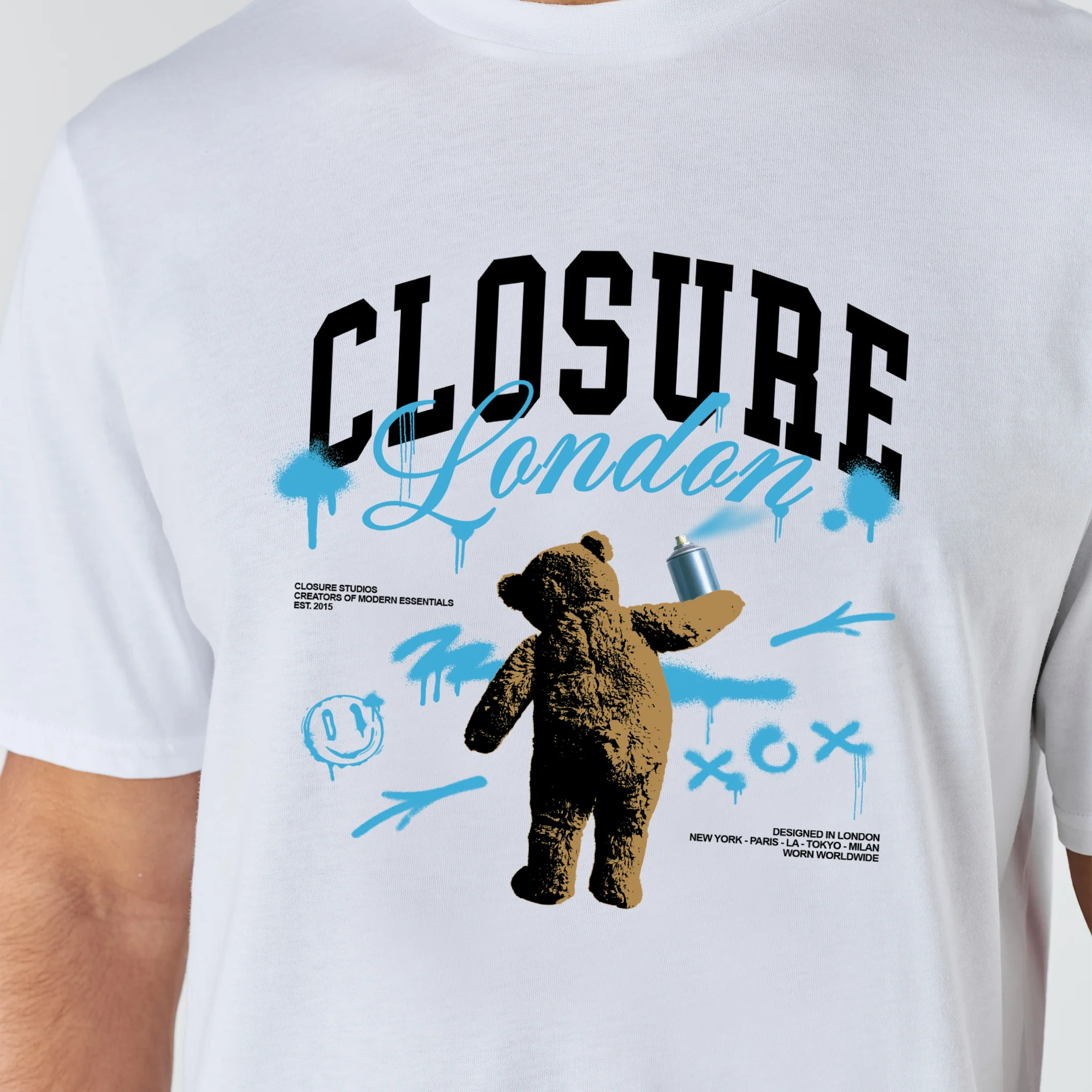 Spray Paint Teddy T-Shirt | White - Image 3