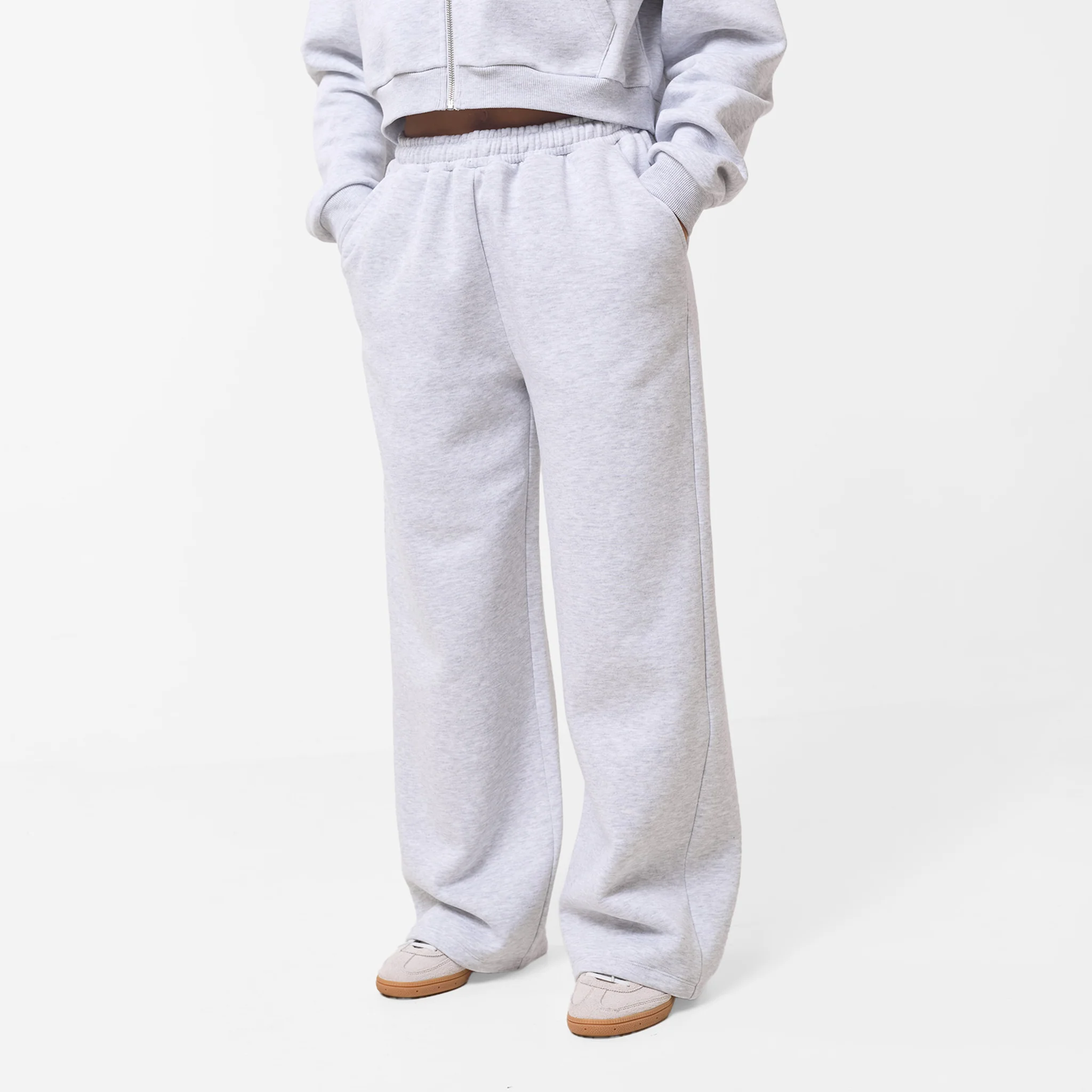 Stacked Crop Tracksuit | Grey Marl - Image 5
